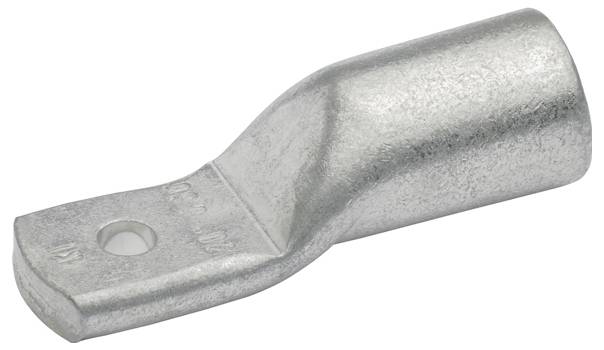 Eine metallische Elektrikerklemme mit einer flachen Basis, die ein Loch zur Befestigung aufweist und zum Anschließen von Drähten an Geräte oder elektrische Verteilerkästen verwendet wird.