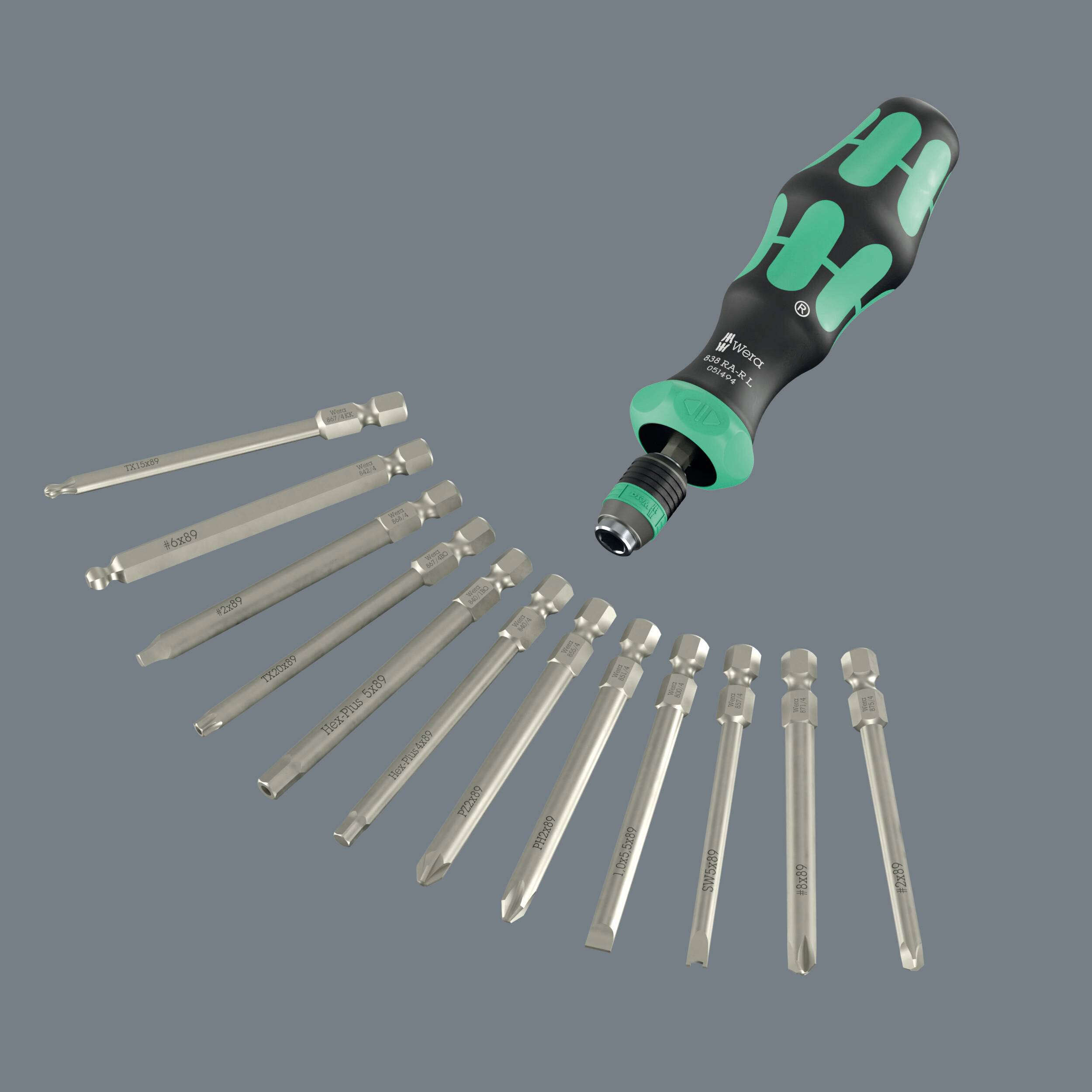 Wera 838 RA-R L Werkstatt Ratschen-Schraubendreher 1/4" (6.3 mm) DIN ISO 1173