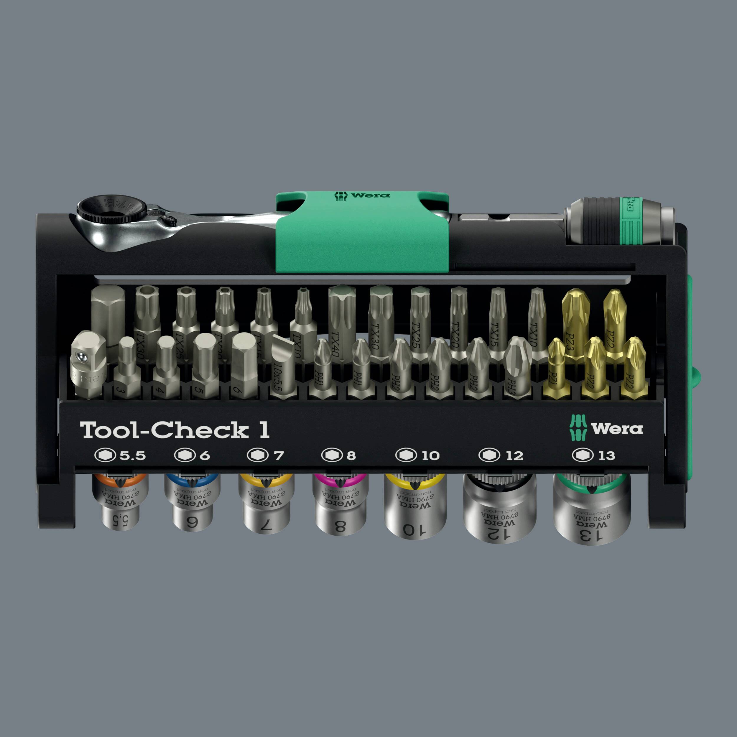 Wera Tool-Check 1 05049050001 Bit-Set 32teilig Schlitz, Kreuzschlitz Phillips, Kreuzschlitz Pozidriv, Innen-Sechskant, Innen-TORX