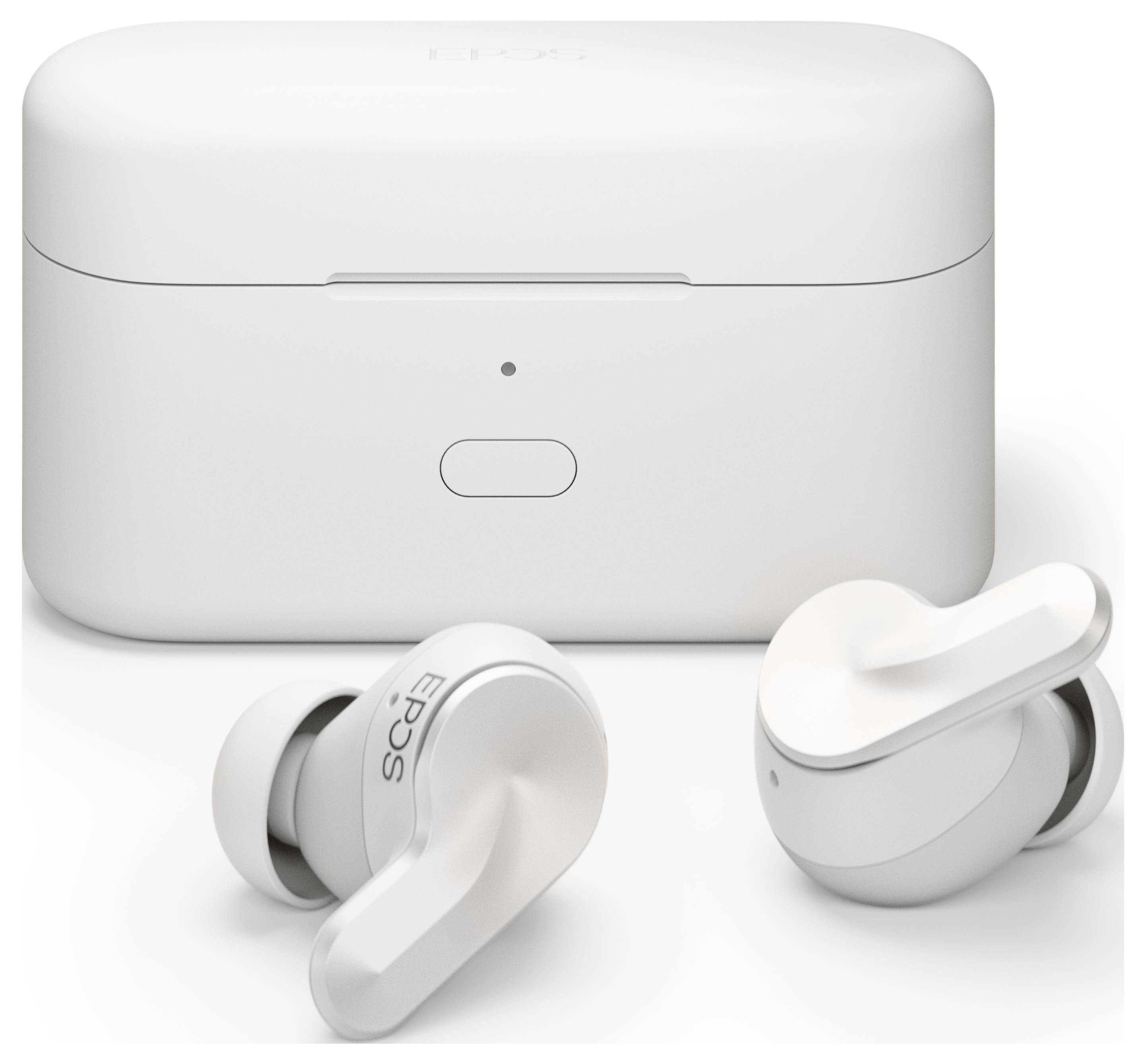 EPOS ADAPT E1 In Ear Headset Kabellos, Bluetooth® Stereo Weiß Noise Cancelling, Mikrofon-Rauschunterdrückung Headset, Ladecase