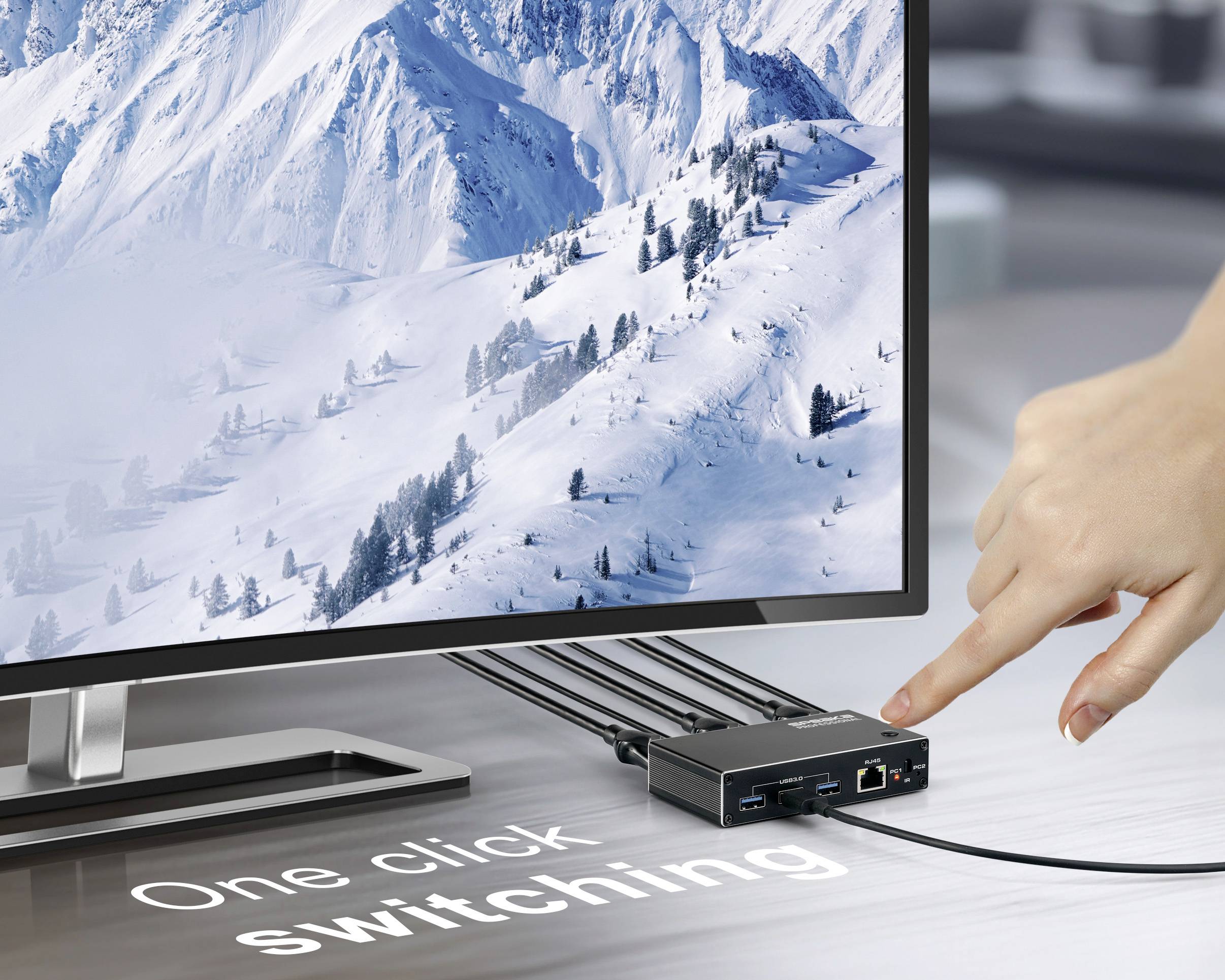 SpeaKa Professional HDMI 2.1 Slim KVM 2X1 USB3.0 +IR, Black HDMI-Switch HDMI 3840 x 2160 Pixel