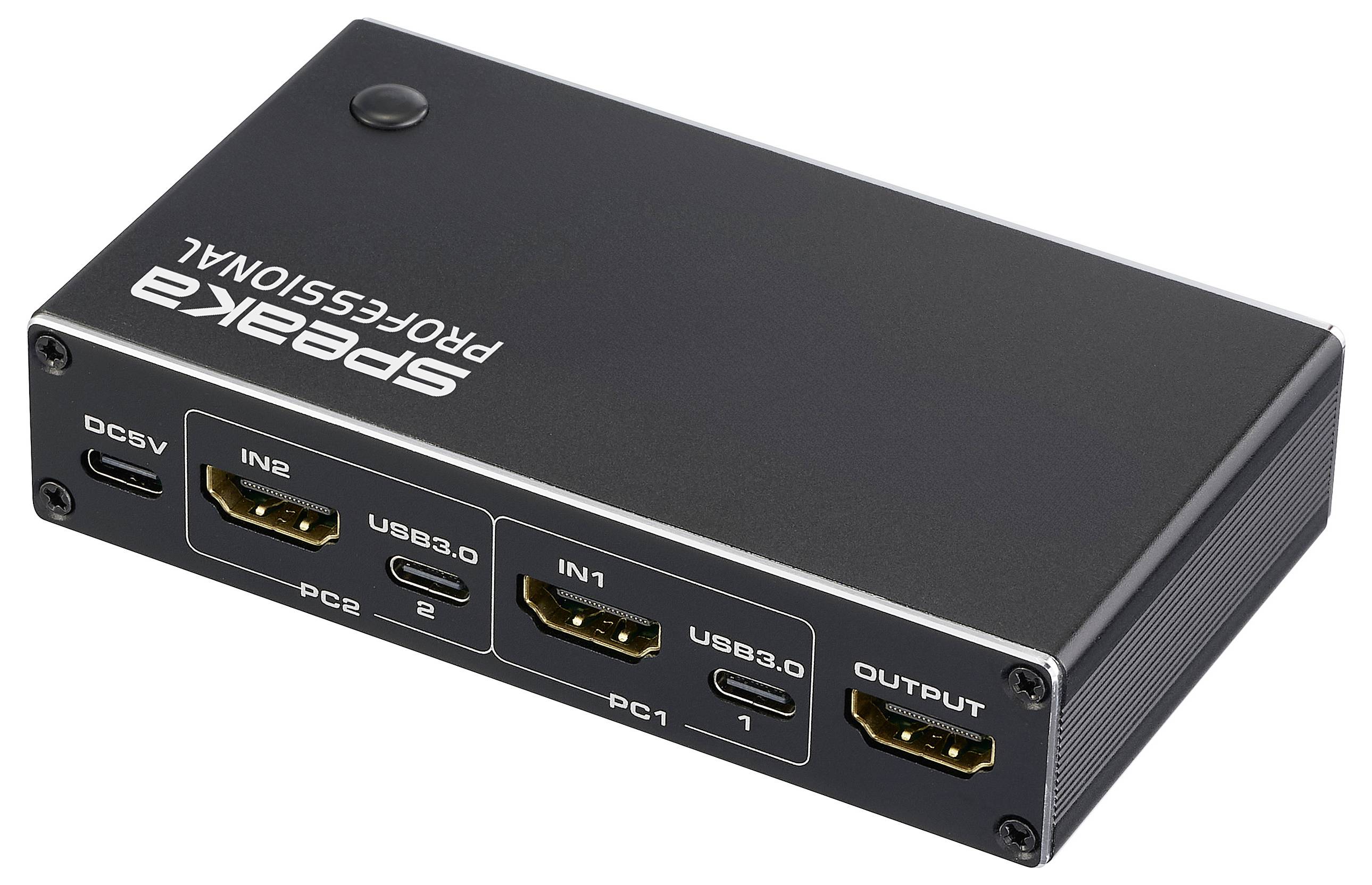 SpeaKa Professional HDMI 2.1 Slim KVM 2X1 USB3.0 +IR, Black HDMI-Switch HDMI 3840 x 2160 Pixel