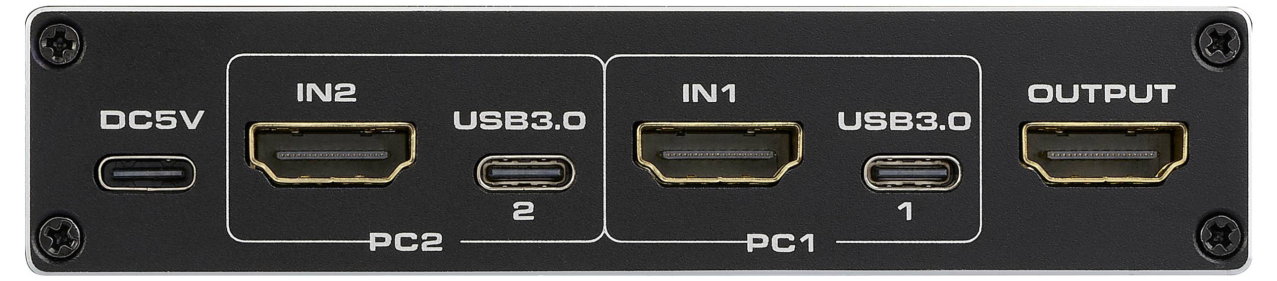 SpeaKa Professional HDMI 2.1 Slim KVM 2X1 USB3.0 +IR, Black HDMI-Switch HDMI 3840 x 2160 Pixel