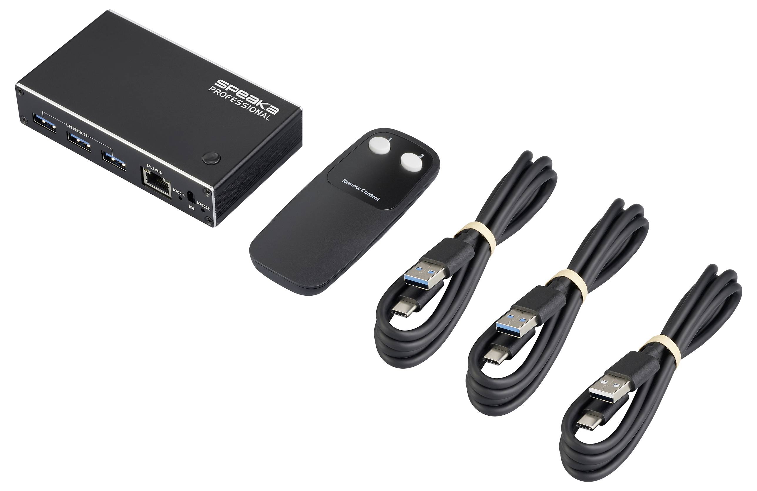 SpeaKa Professional HDMI 2.1 Slim KVM 2X1 USB3.0 +IR, Black HDMI-Switch HDMI 3840 x 2160 Pixel