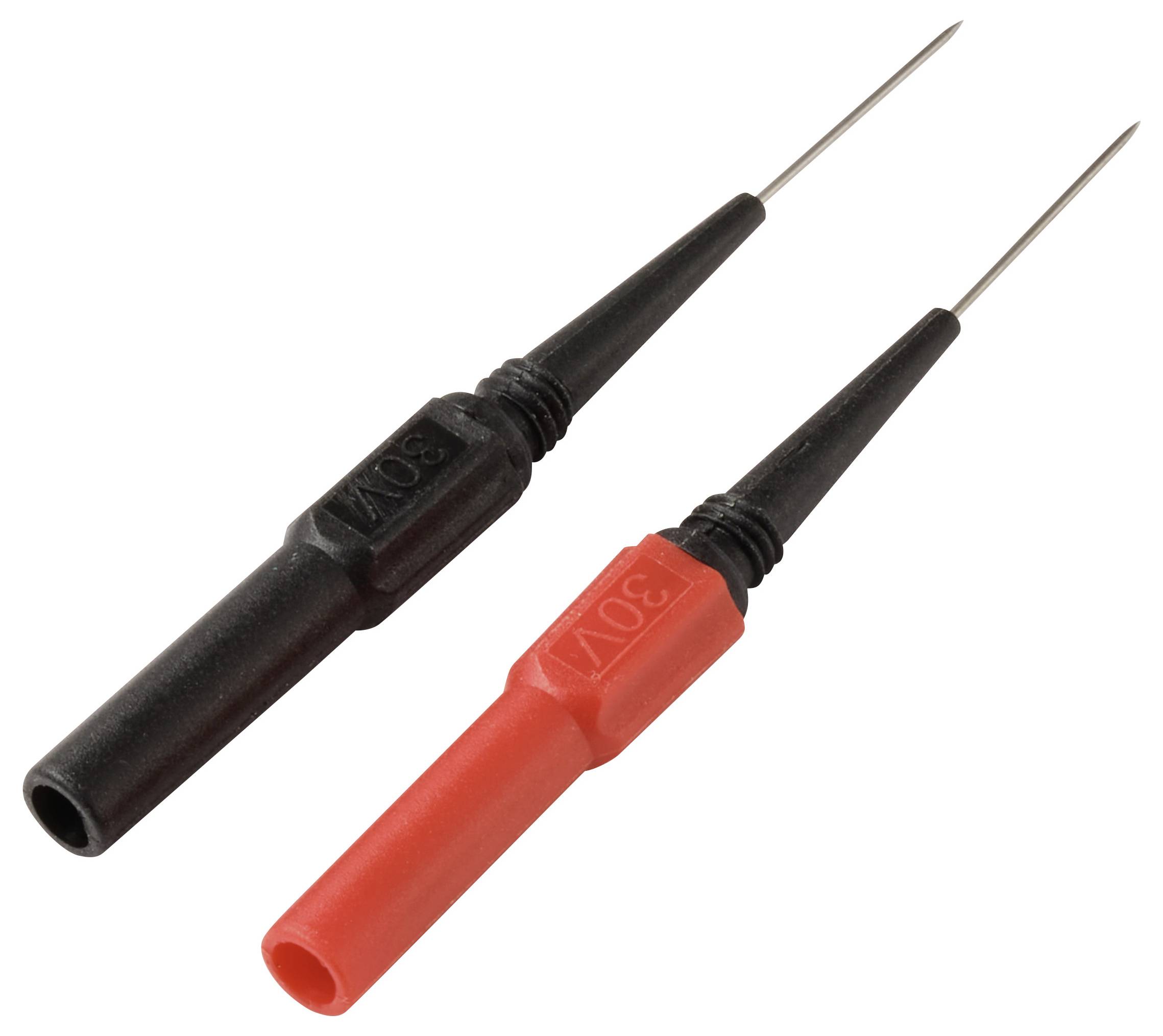 VOLTCRAFT MMS-130 Messspitze Messnadel 0,7mm Durchmesser Steckanschluss 4mm Schwarz, Rot 3A Paar