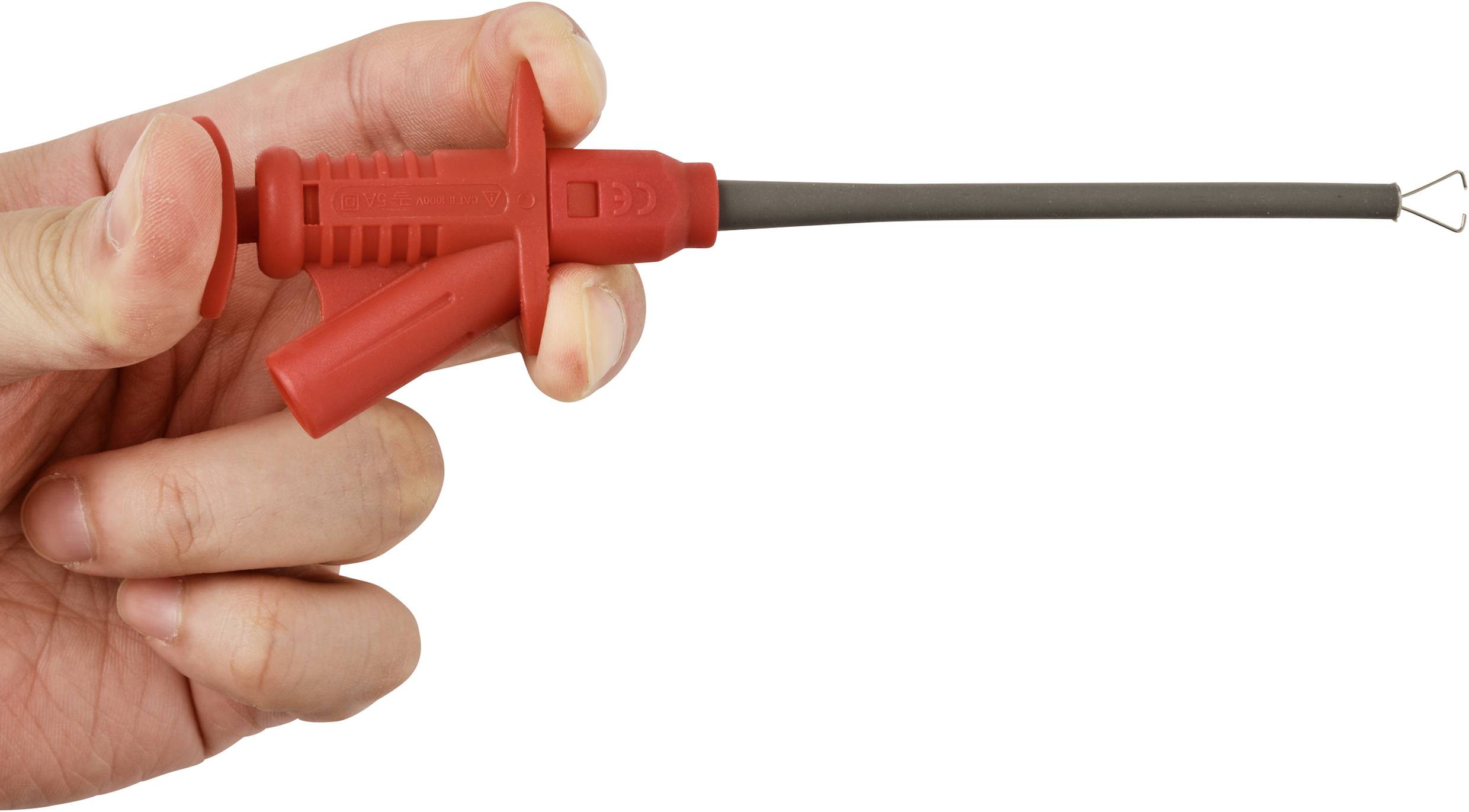 VOLTCRAFT MSK-122 rot Sicherheits-Klemmprüfspitze Steckanschluss 4mm CAT II 1000V Rot