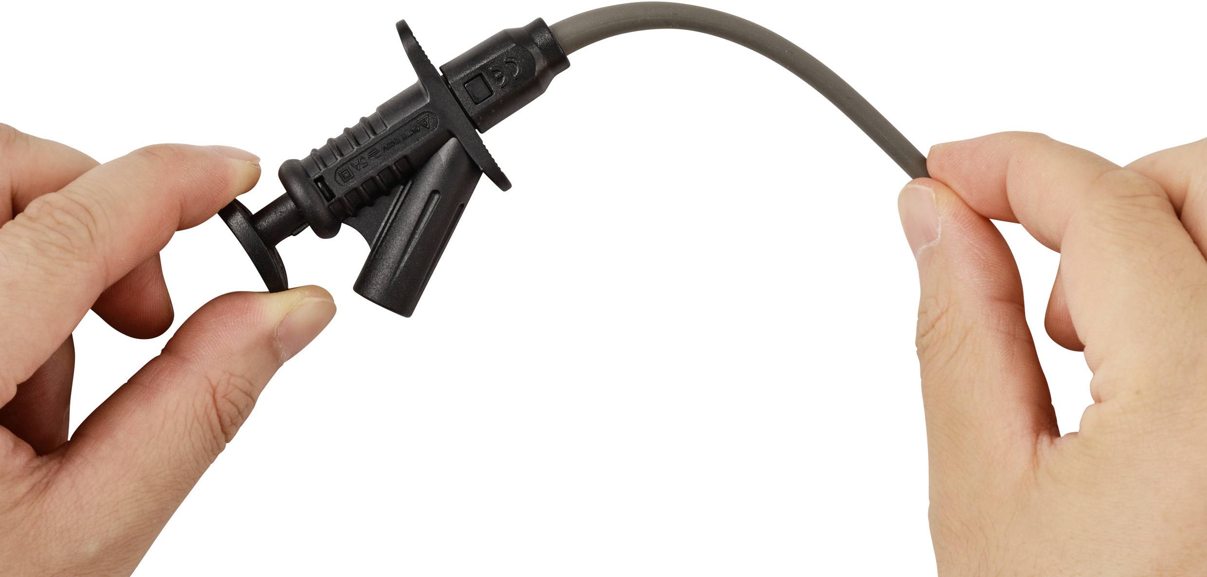 VOLTCRAFT MSK-122sw Sicherheits-Klemmprüfspitze Steckanschluss 4mm CAT II 1000V Schwarz