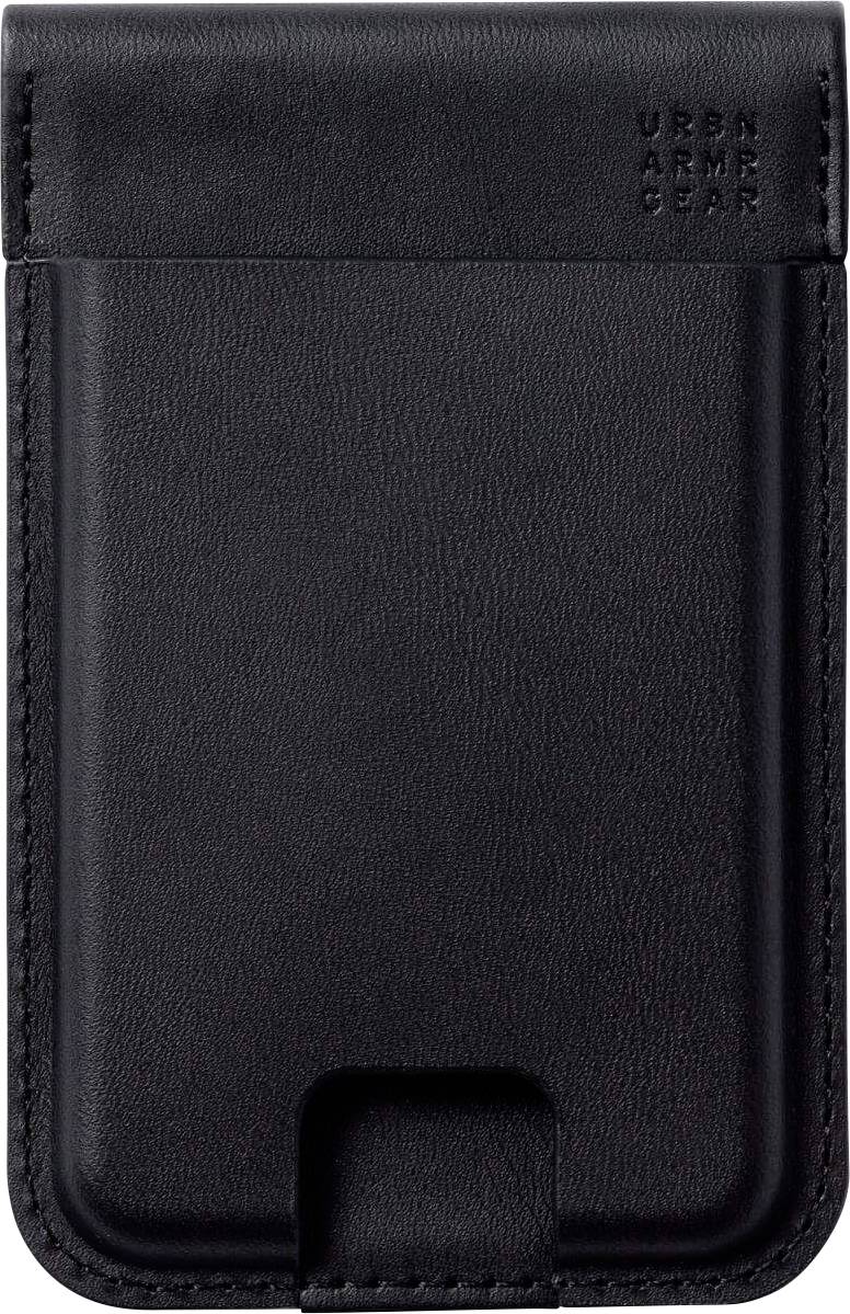 Schwarzer Urban Armor Gear Kartenhalter mit elegantem Design, ausgestattet mit einem Schlitz für einfachen Kartenzugriff.