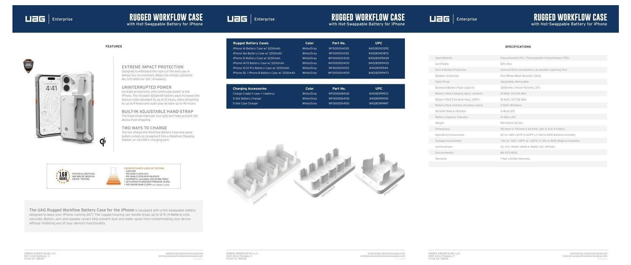 Urban Armor Gear WF0000154130 Ladecover Apple iPhone 16e/14/13 Weiß-Grau integrierter Akku WF0000154130