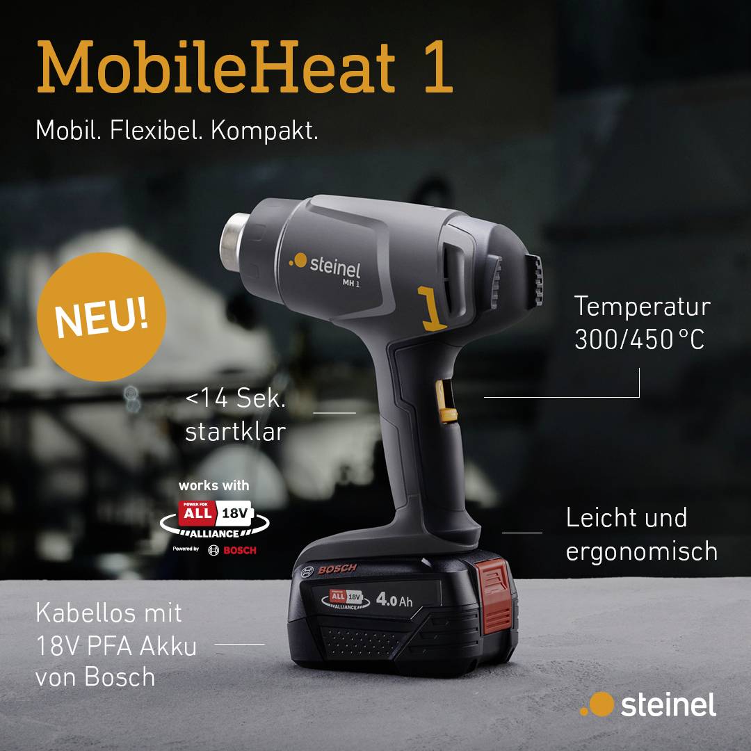 Steinel 088071 MH 1 SET 4AH LG Akku-Heißluftgebläse inkl. Akku, inkl. Ladegerät 500W