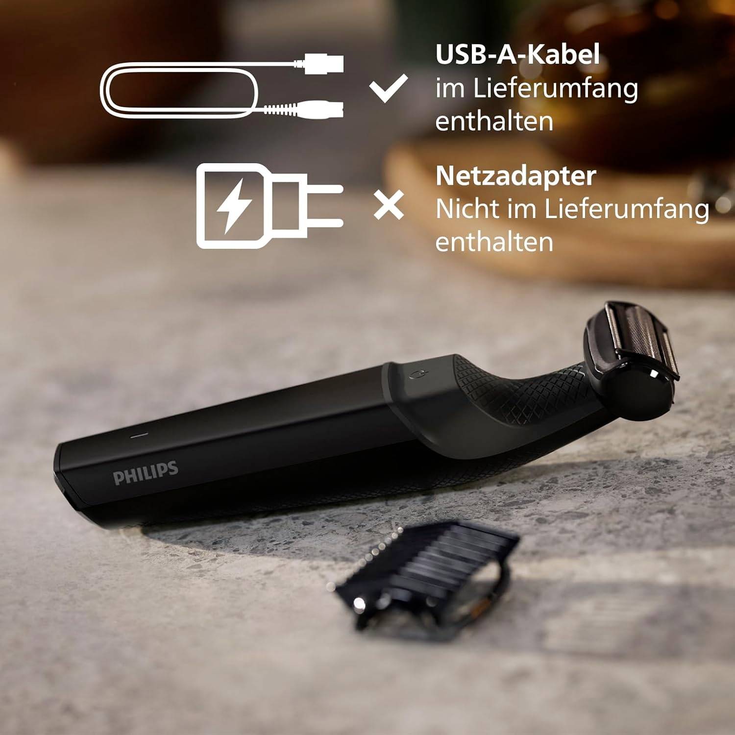 Philips BG3017/01 Körperhaartrimmer abwaschbar, USB-Ladefunktion Schwarz