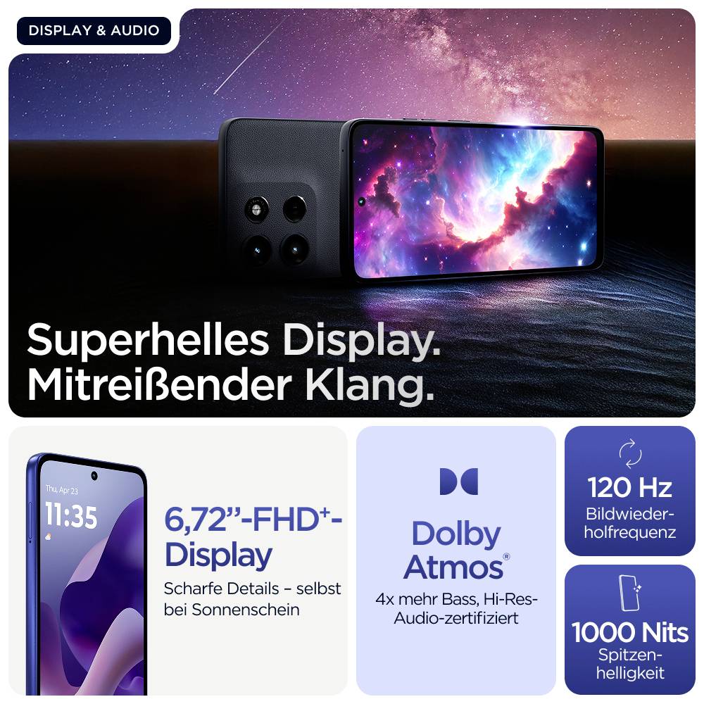 Motorola moto g56 5G 256GB Blau EEK B (A - G) 17.1cm (6.72 Zoll) Smartphone