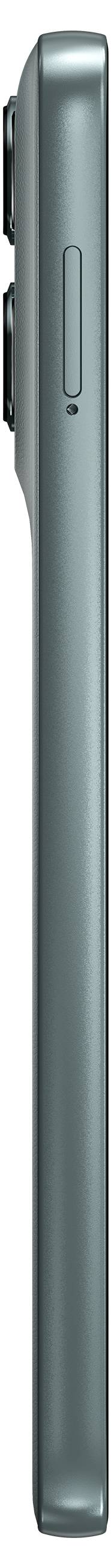 Seitenansicht eines eleganten, modernen Smartphones mit metallischer Oberfläche, mit einem leicht hervorstehenden Kameramodul und einer Seitentaste.