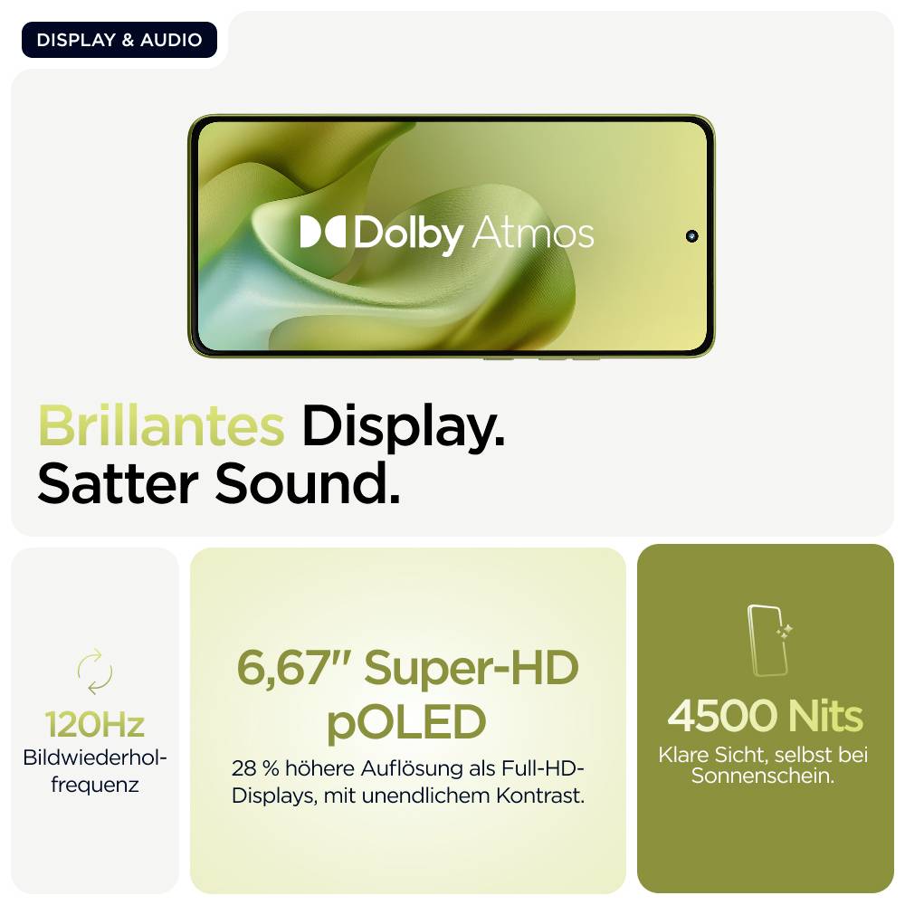 Motorola moto g86 5G 256GB Zypresse EEK A (A - G) 16.9cm (6.67 Zoll) Smartphone