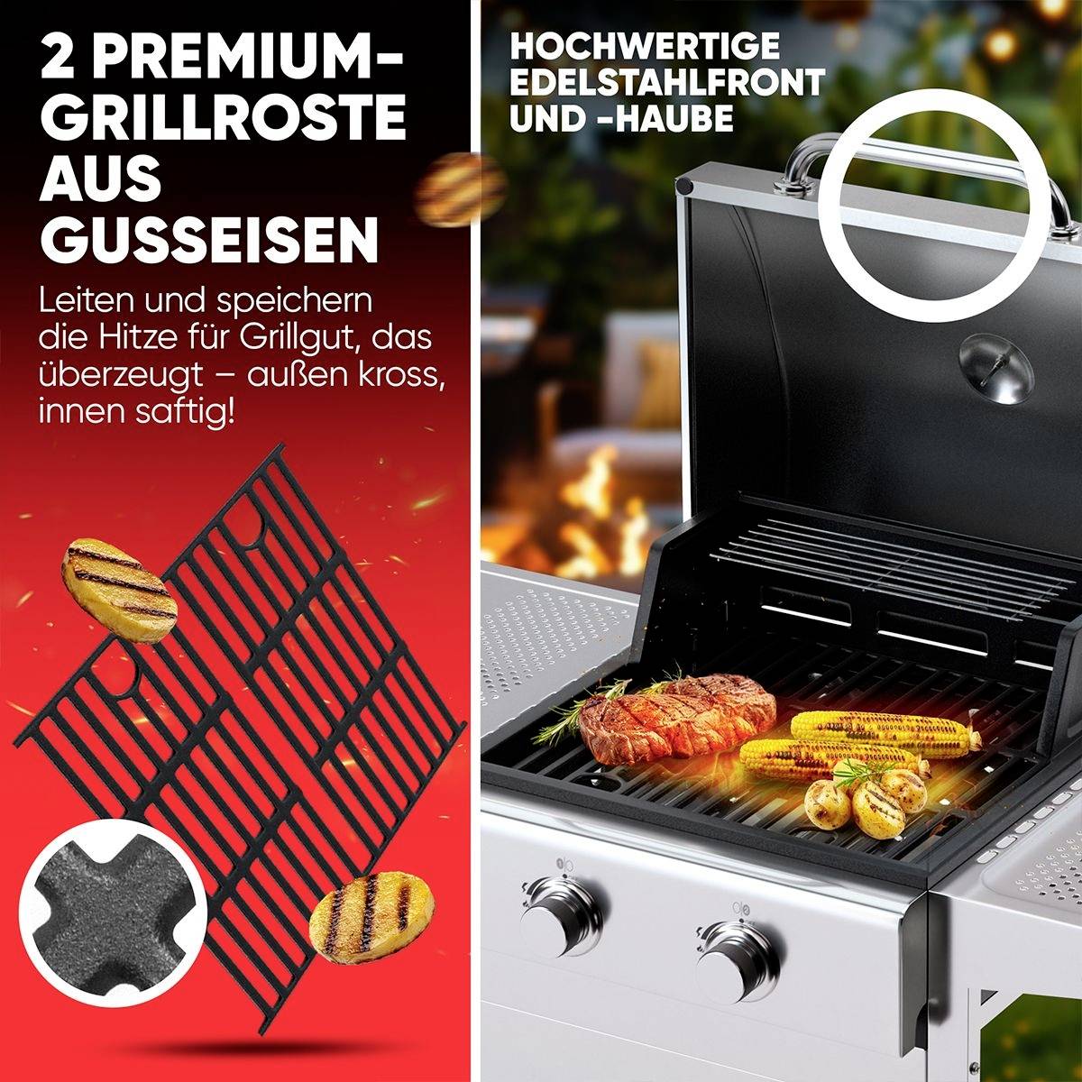 Profi Cook PC-GG 1309 Gas Gas-Grill 2 Brenner Silber