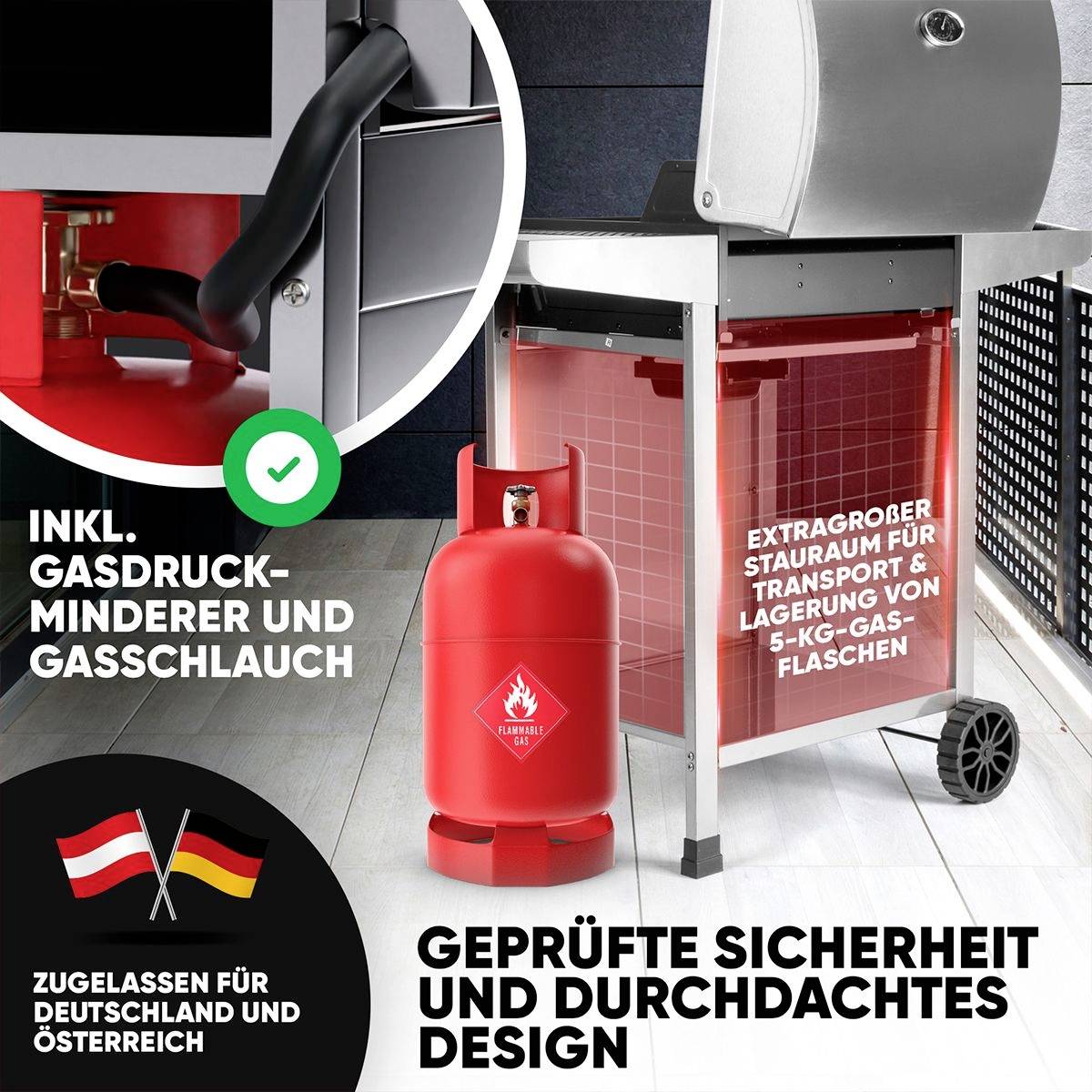 Profi Cook PC-GG 1309 Gas Gas-Grill 2 Brenner Silber