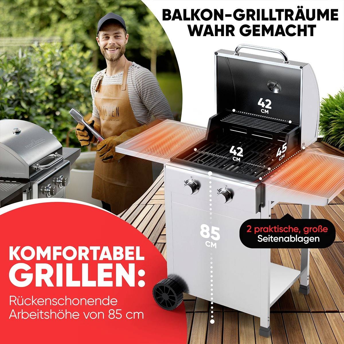 Profi Cook PC-GG 1309 Gas Gas-Grill 2 Brenner Silber