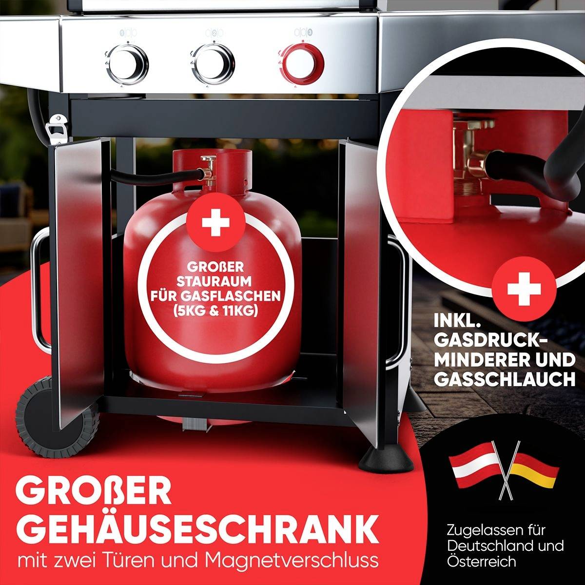 Profi Cook PC-GG 1310 Gas Gas-Grill 3 Brenner Schwarz