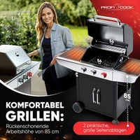 Profi Cook PC-GG 1310 Gas Gas-Grill 3 Brenner Schwarz Profi Cook PC-GG 1310 Gas Gas-Grill 3 Brenner Schwarz