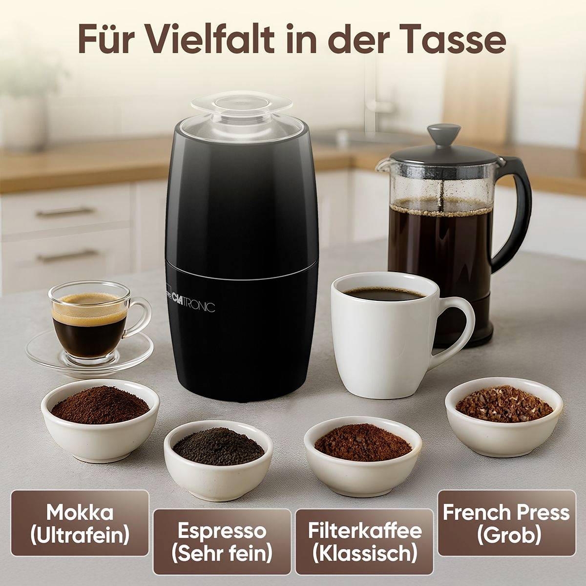 Clatronic KSW 3806 264005 Kaffeemühle Schwarz Edelstahl-Schlagmesser