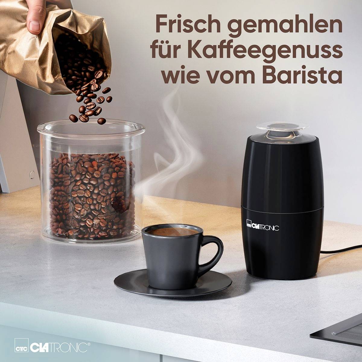 Clatronic KSW 3806 264005 Kaffeemühle Schwarz Edelstahl-Schlagmesser