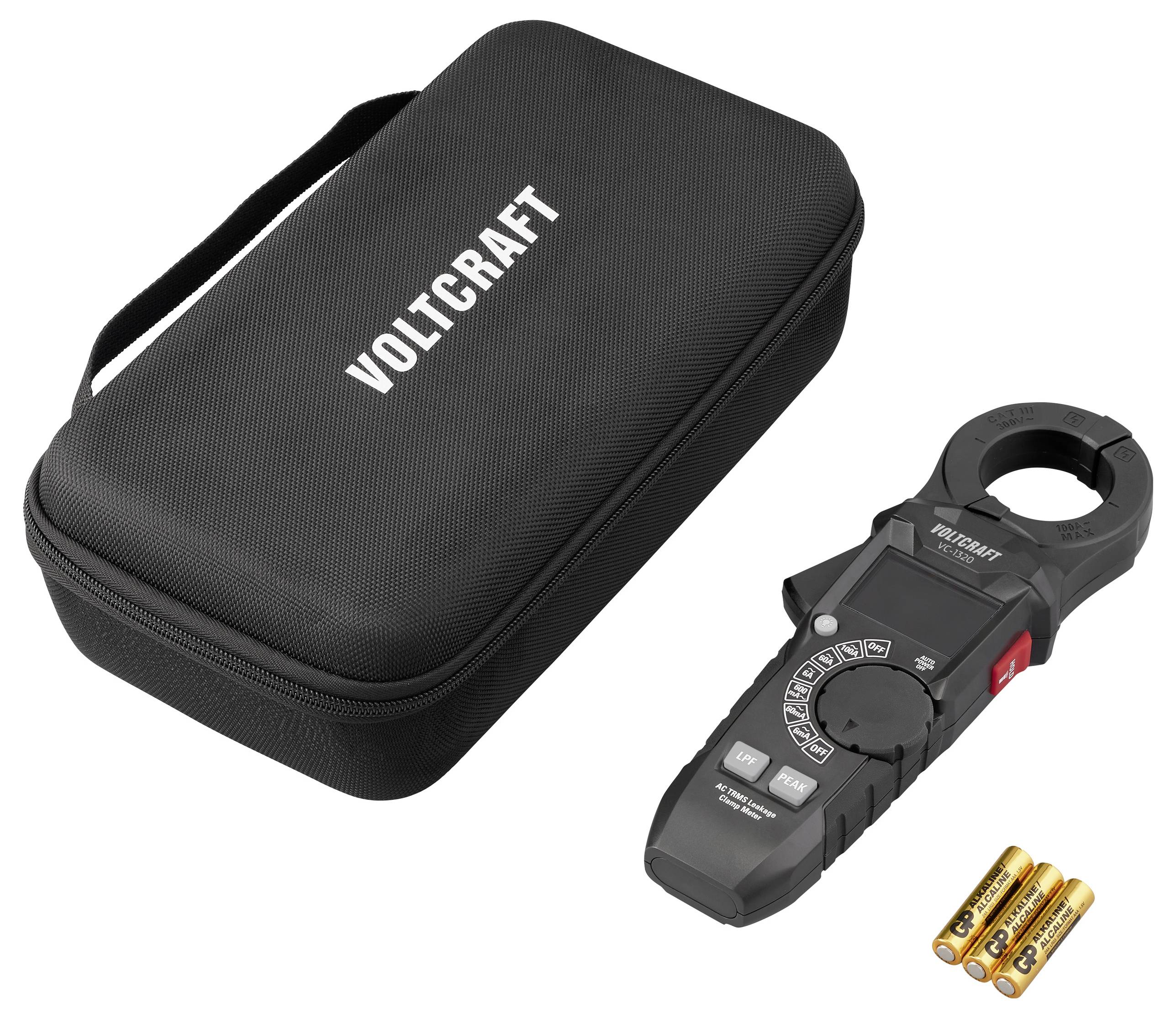 Ein digitales Zangenmessgerät mit einer Transporttasche mit der Aufschrift 