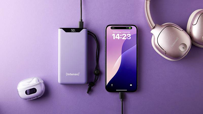 Intenso Power Bank F20000 purple Powerbank 20000 mAh Quick Charge 3.0, USB PD 3.0, PPS LiPo USB-C®, USB-A Violett Statusanzeige