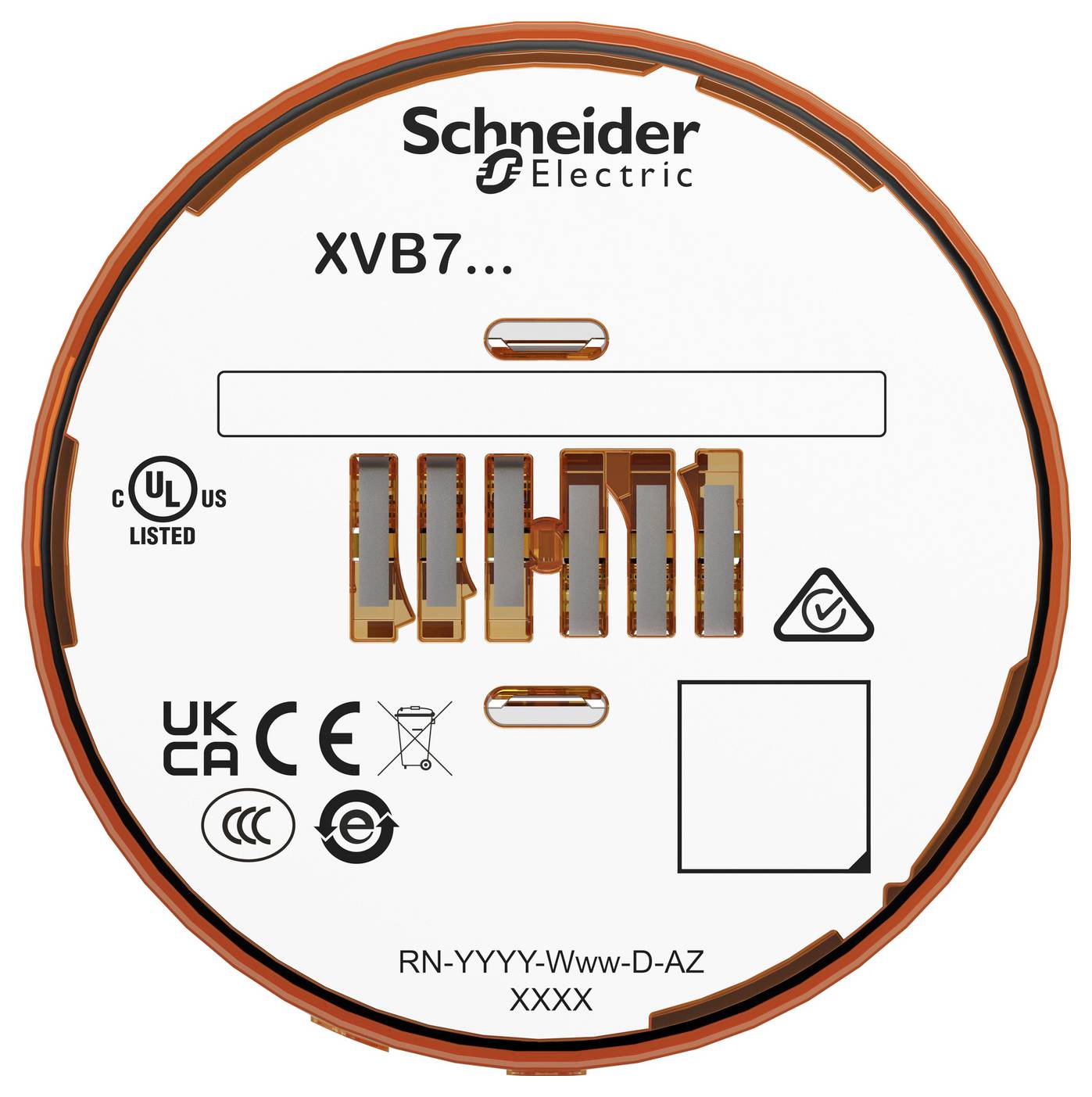 Schneider Electric rundes elektrisches Komponenten-Etikett mit der Bezeichnung 