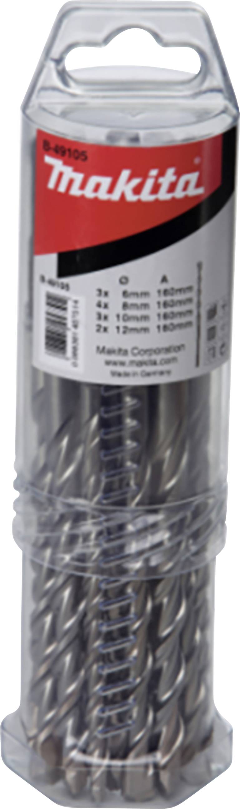 Makita B-49105 Stein-Spiralbohrer-Set 6 mm, 8 mm, 10 mm, 12mm SDS-Plus 1 Set