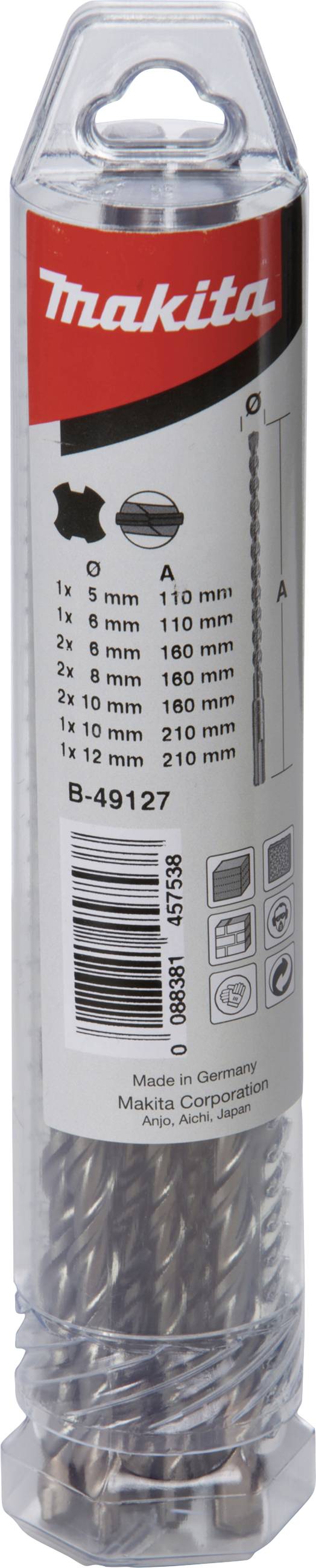 Makita B-49127 Stein-Spiralbohrer-Set 1 Set