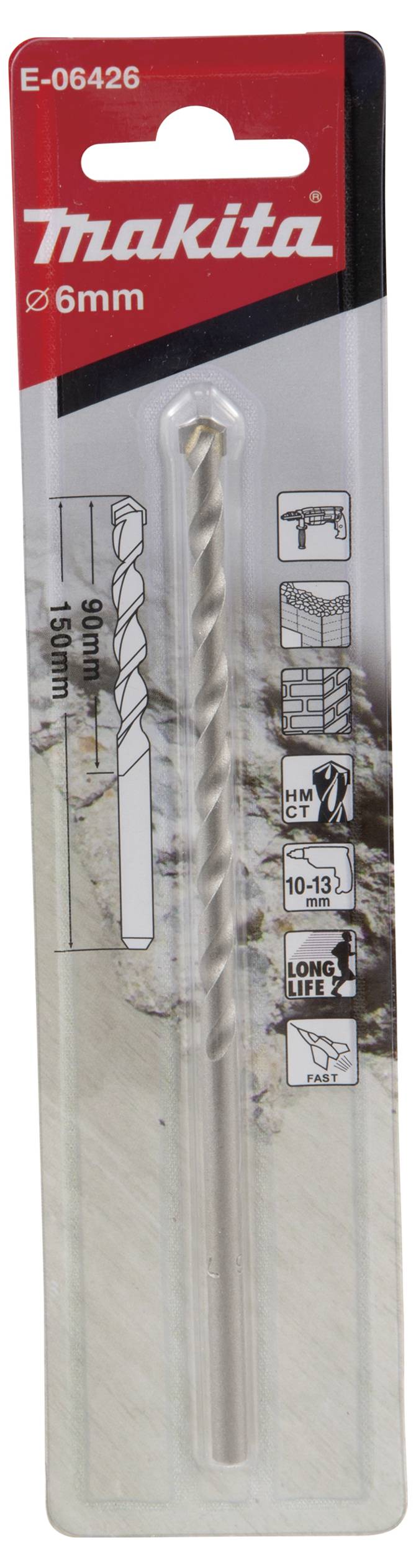Makita E-06426 Stein-Spiralbohrer 6mm Zylinderschaft