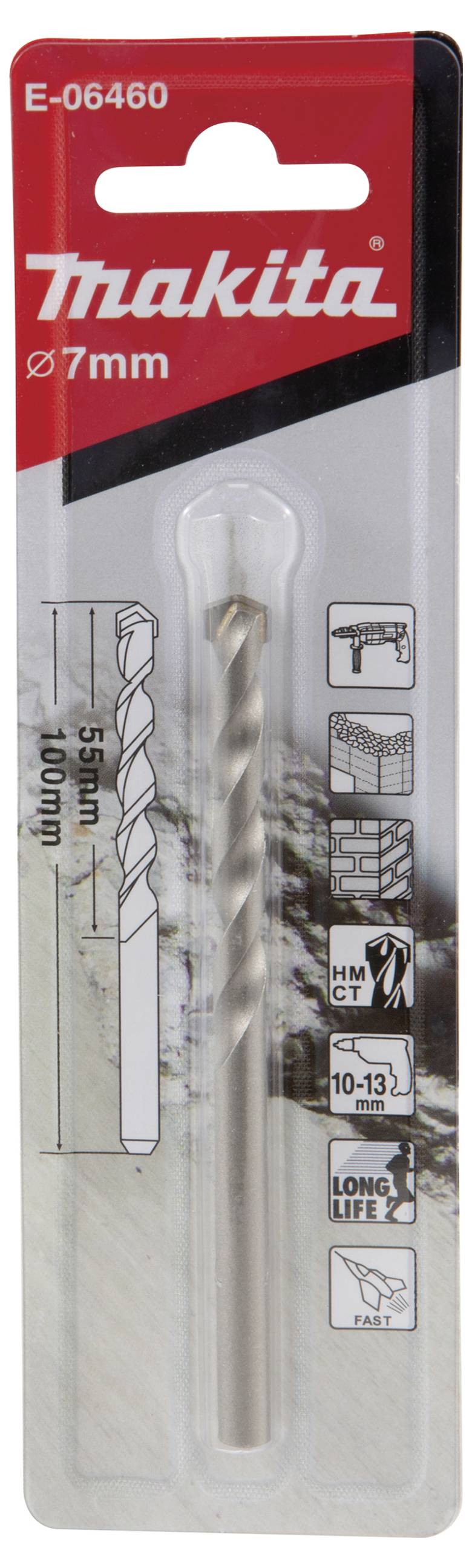 Makita E-06460 Stein-Spiralbohrer 7mm Zylinderschaft