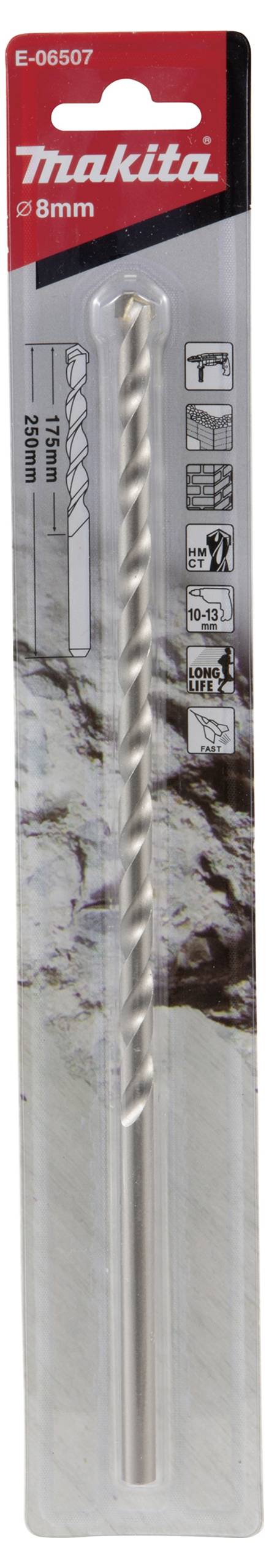 Makita E-06507 Beton-Spiralbohrer 8mm Zylinderschaft