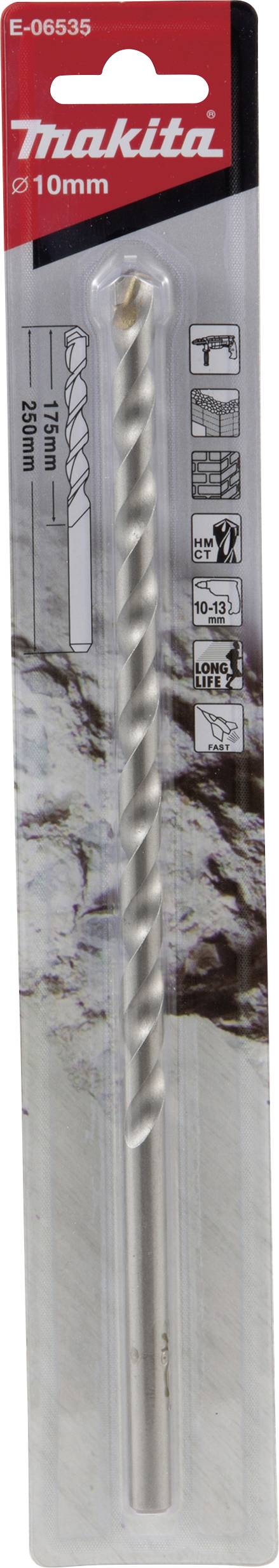 Makita E-06535 Stein-Spiralbohrer 10mm Zylinderschaft