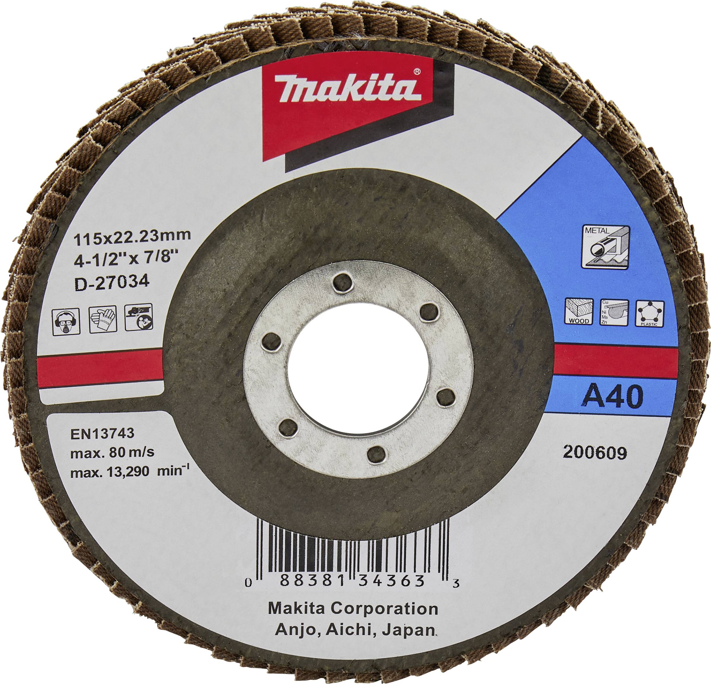 Makita D-27034 Fächerschleifscheibe Durchmesser 115mm Körnung (num)=40 1St.