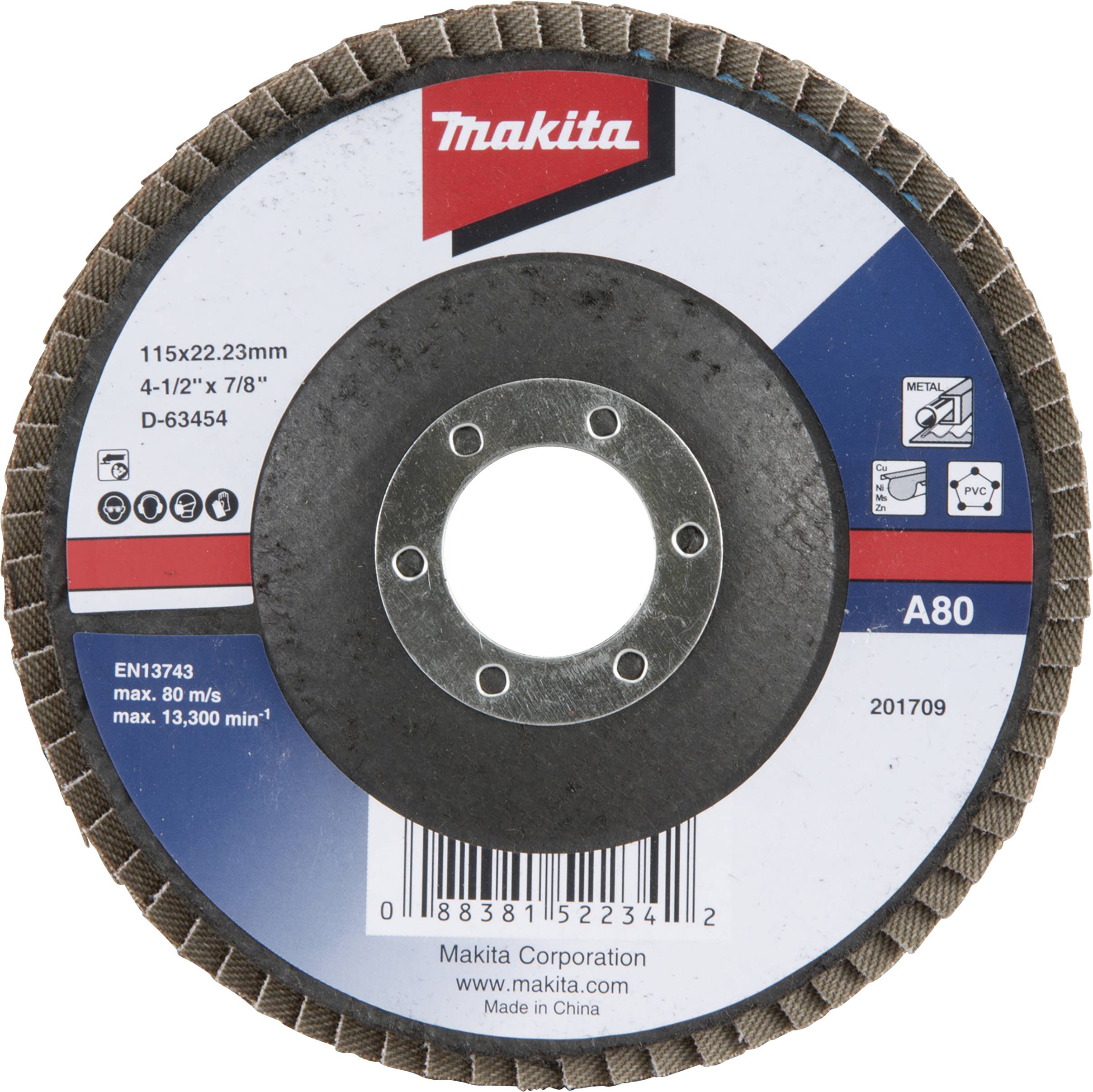 Makita D-63454 Fächerschleifscheibe Durchmesser 115mm Körnung (num)=80