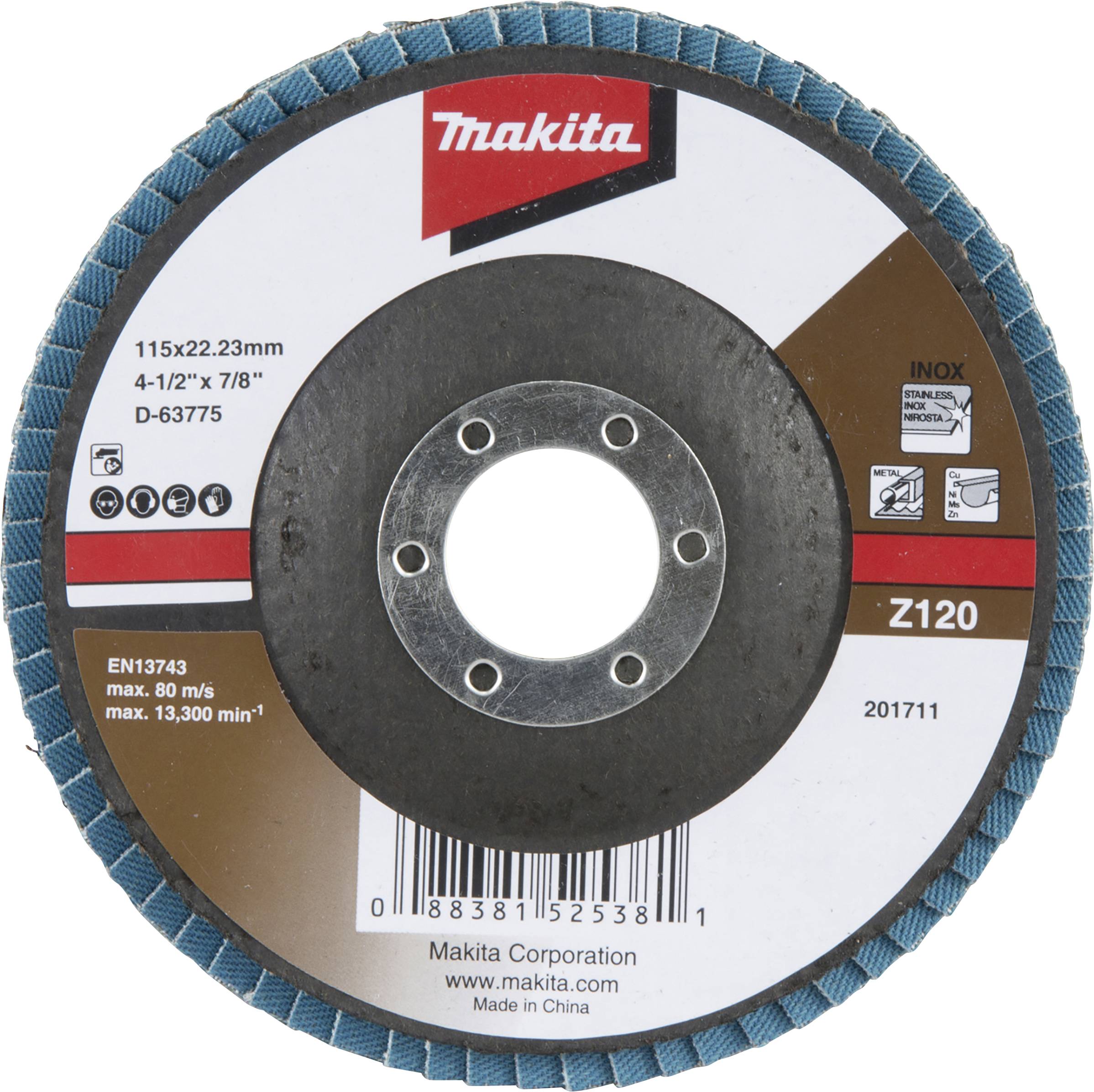 Makita D-63775 Fächerschleifscheibe Durchmesser 115mm Körnung (num)=120 1St.