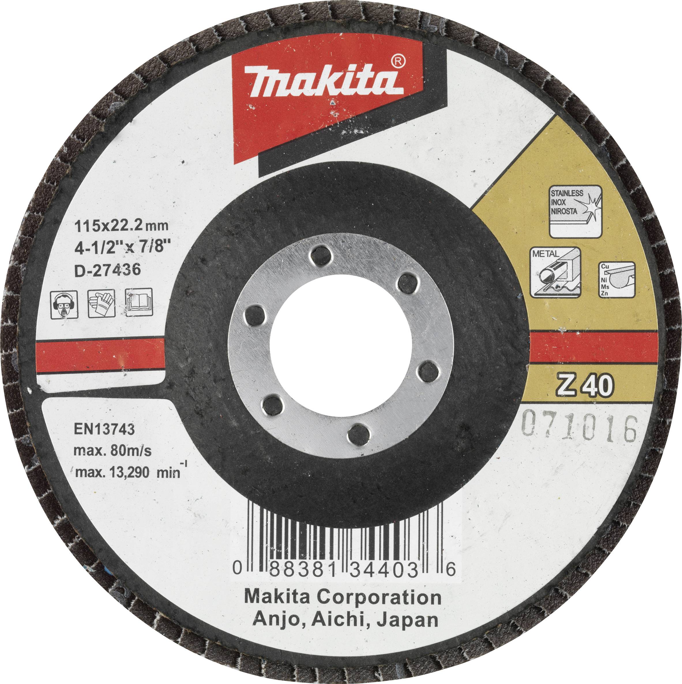 Makita D-27436 Fächerschleifscheibe Durchmesser 115mm Körnung (num)=40 1St.