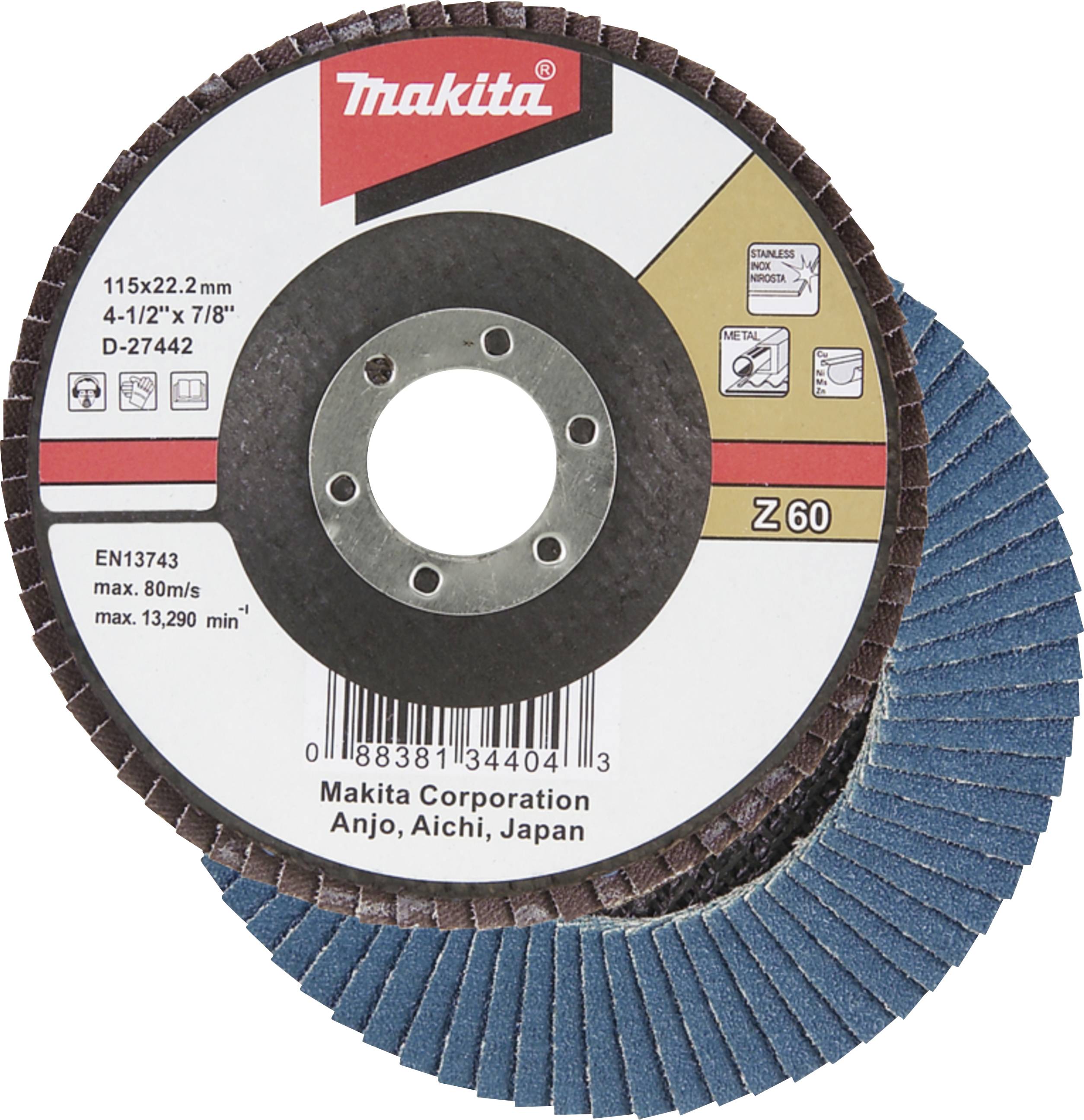 Makita D-27442 Fächerschleifscheibe Durchmesser 115mm Körnung (num)=60 1St.