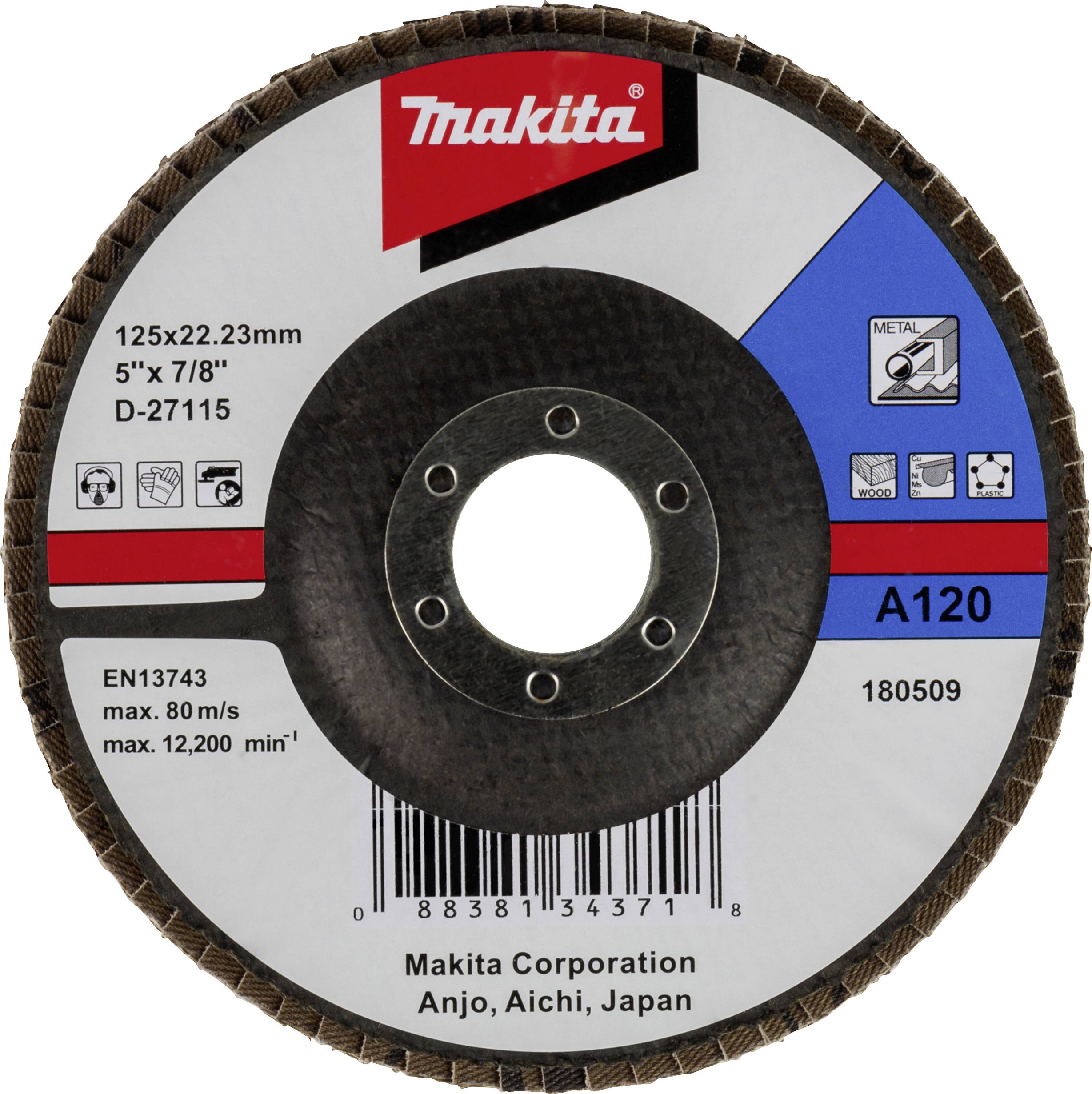 Makita D-27115 Fächerschleifscheibe Durchmesser 125mm Körnung (num)=120 1St.