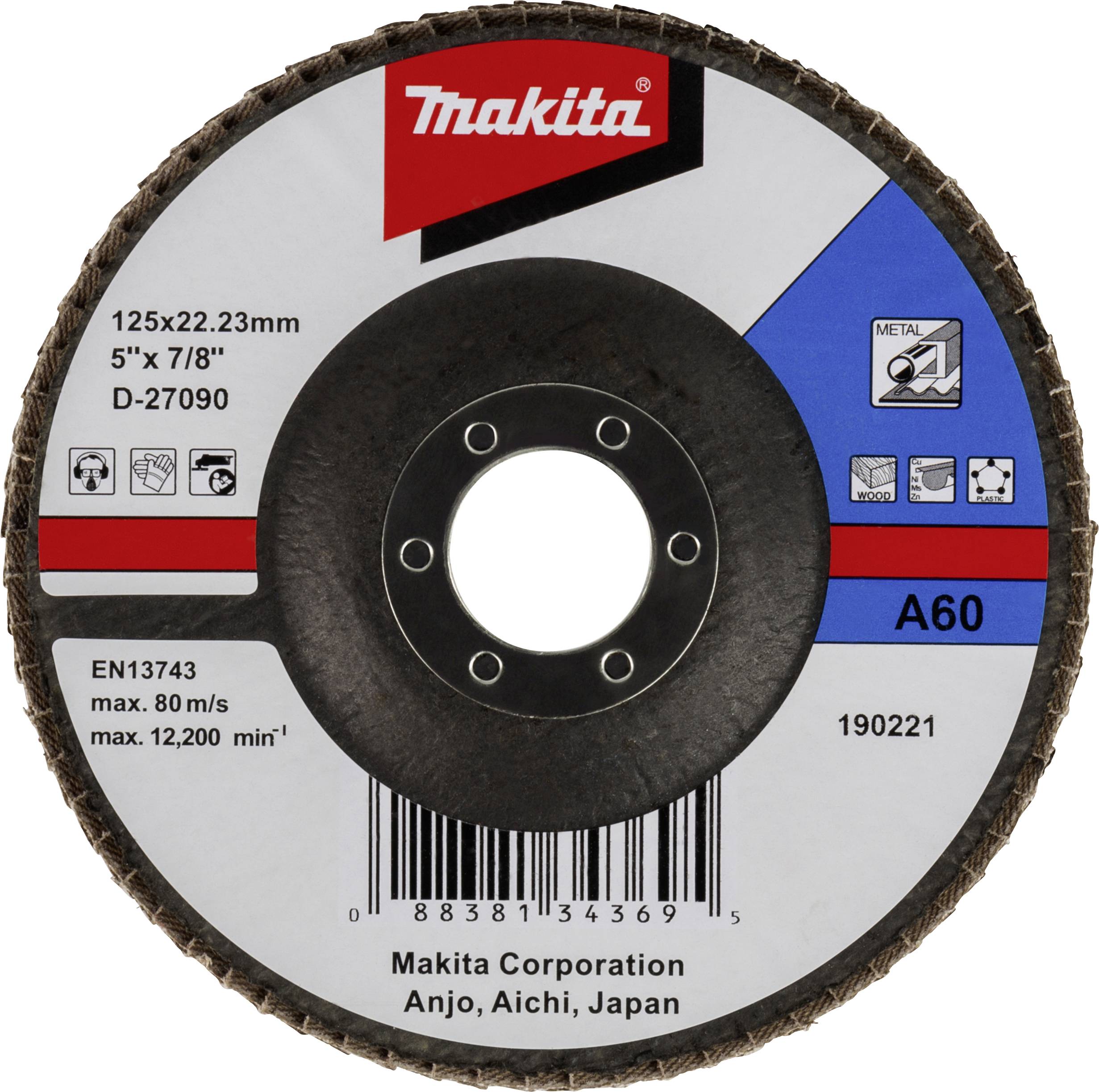 Makita D-27090 Fächerschleifscheibe Durchmesser 125mm Körnung (num)=60 1St.