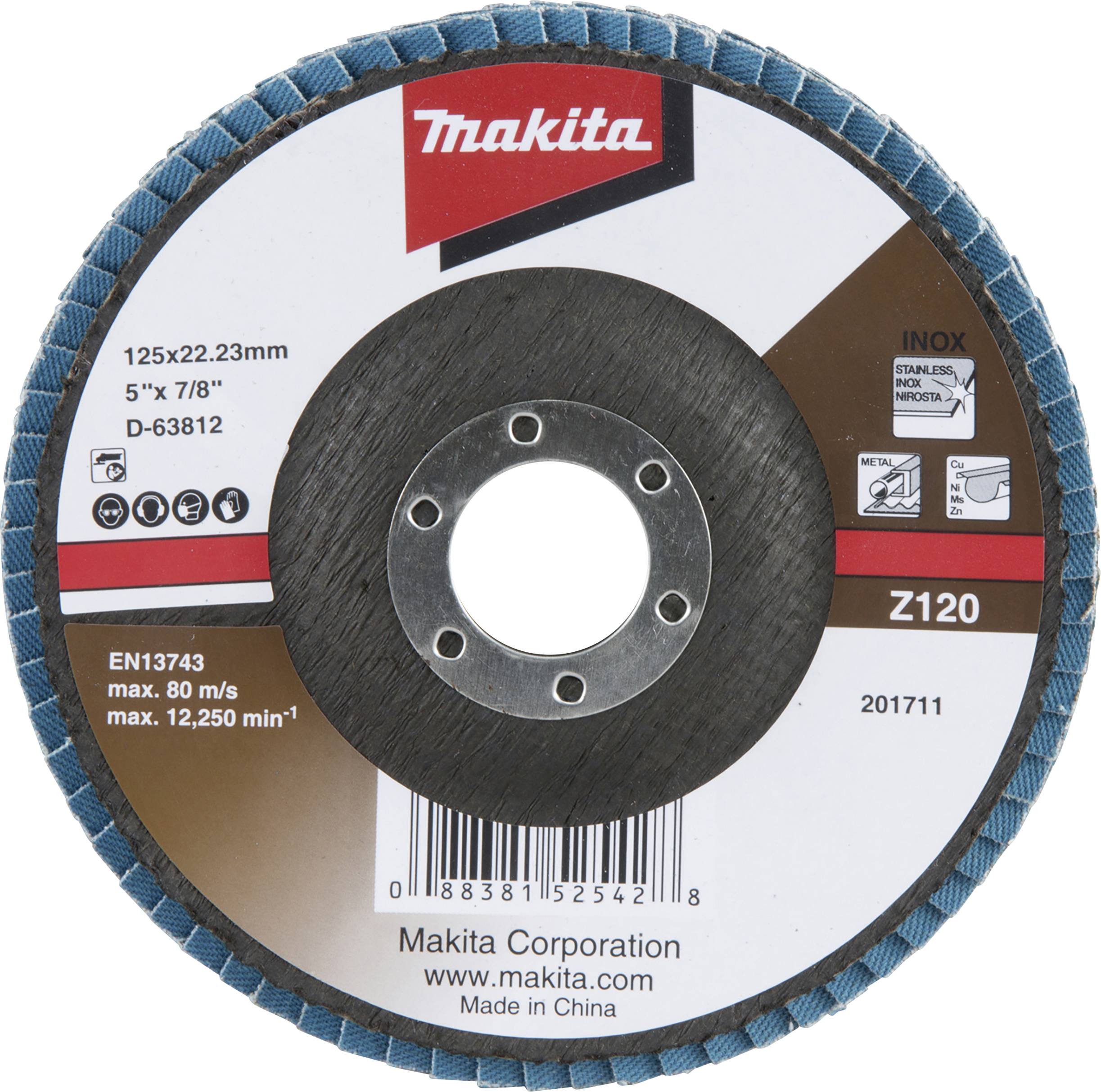 Makita D-63812 Fächerschleifscheibe Durchmesser 125mm Körnung (num)=120