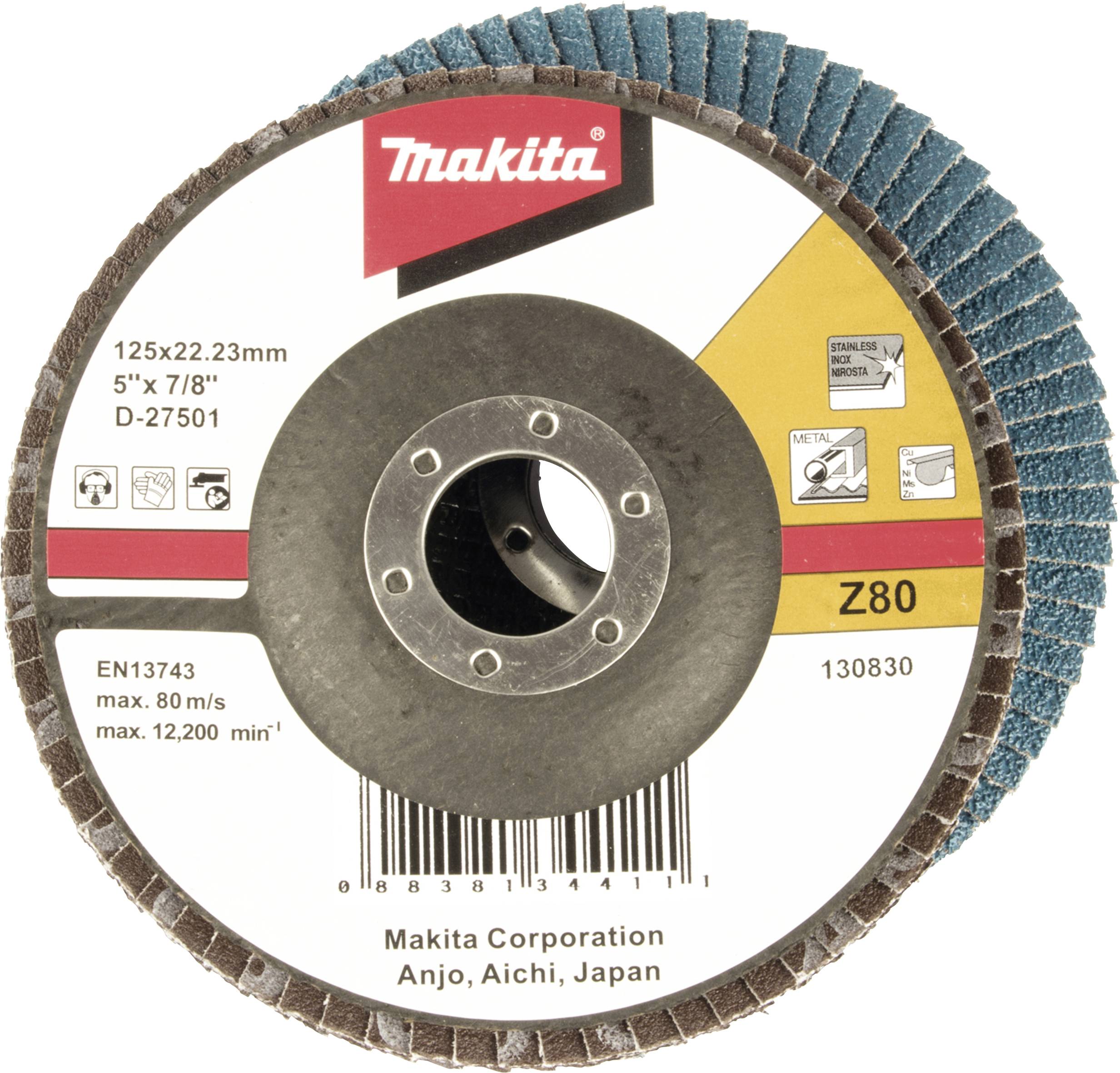 Makita D-27501 Fächerschleifscheibe Durchmesser 125mm Körnung (num)=80 1St.