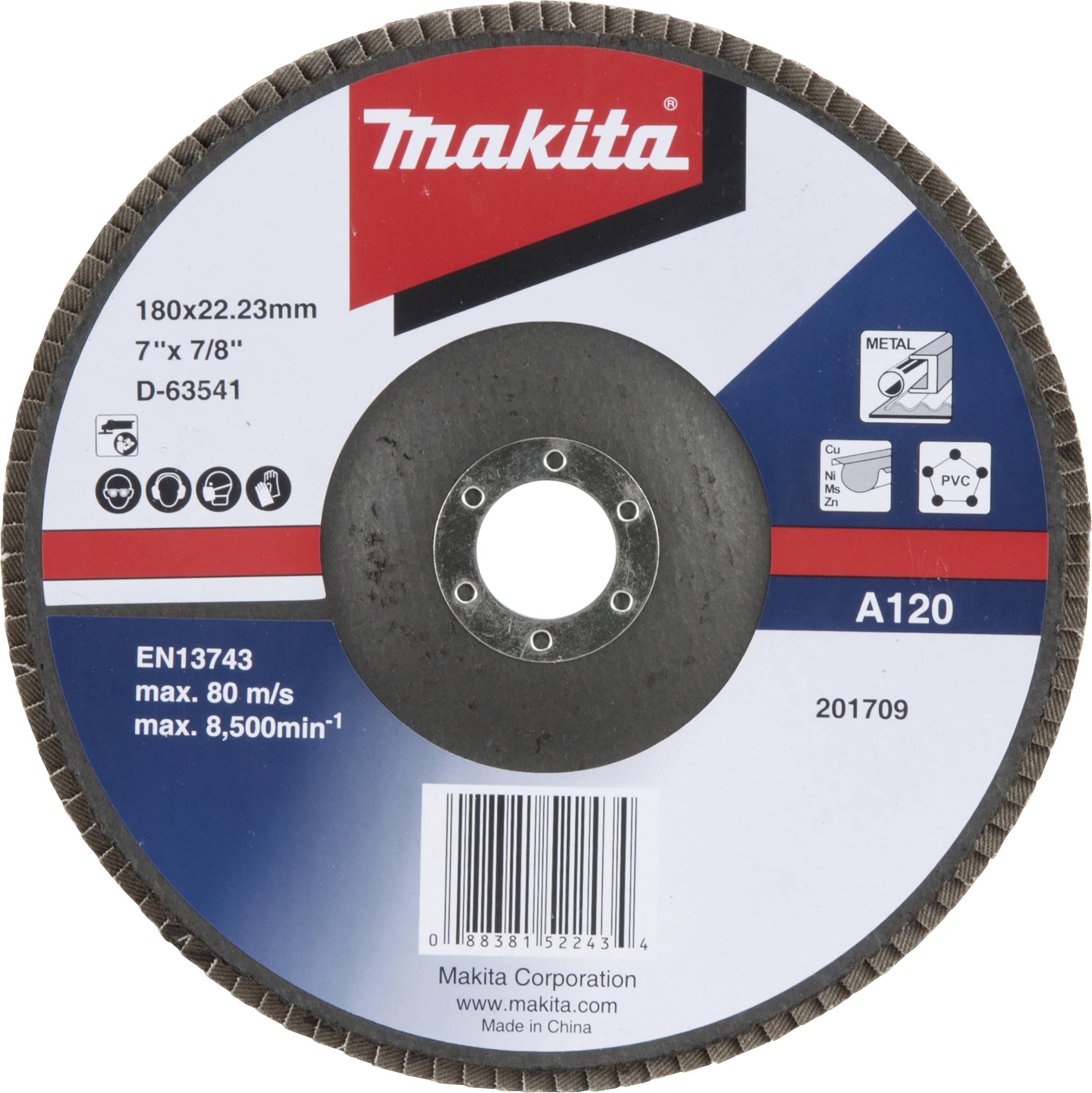 Makita D-63541 Fächerschleifscheibe Durchmesser 180mm Körnung (num)=120 1St.