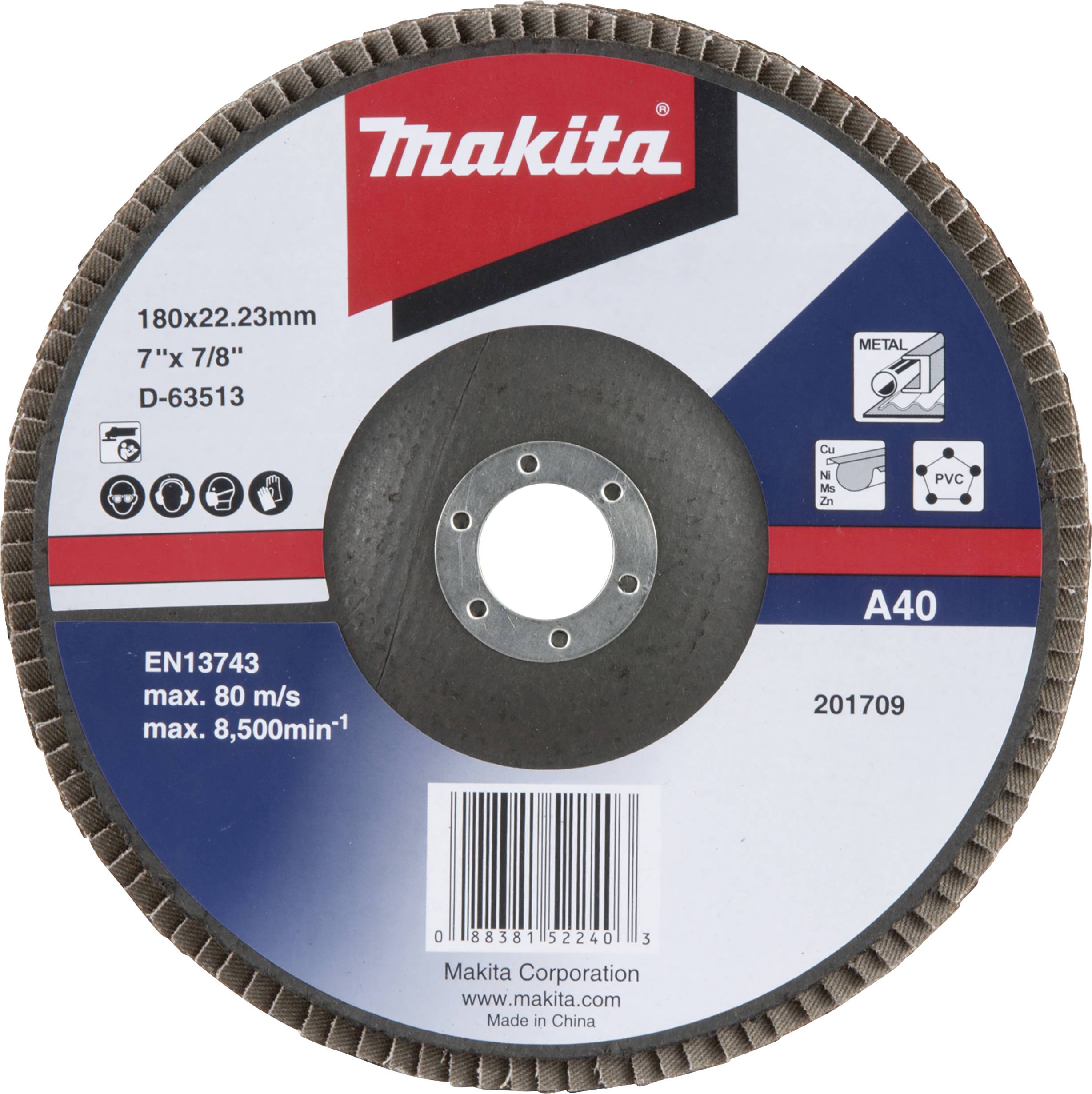 Makita D-63513 Fächerschleifscheibe Durchmesser 180mm Körnung (num)=40 1St.