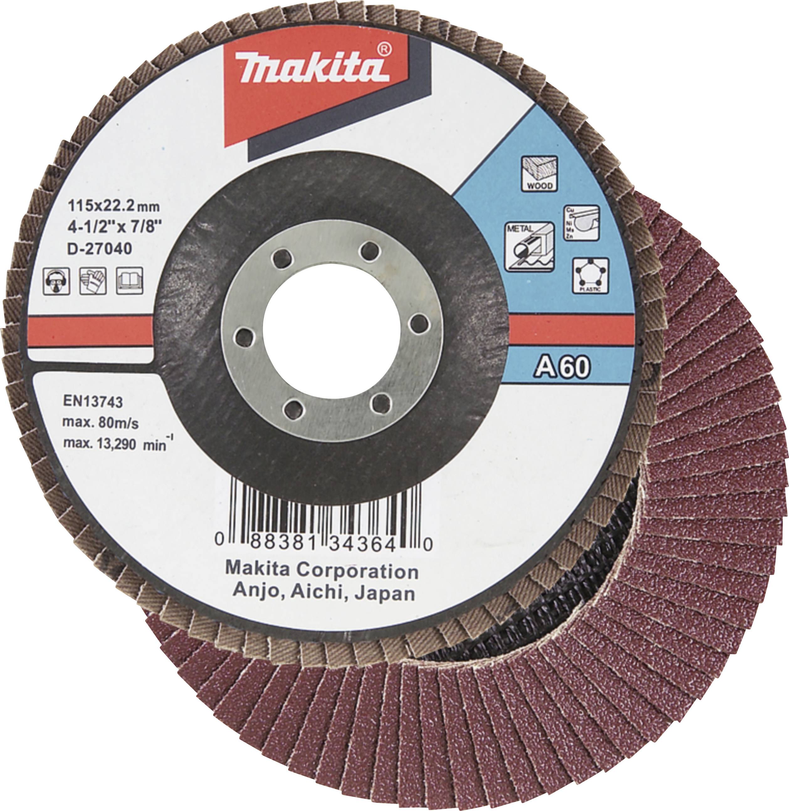 Makita D-27143 Fächerschleifscheibe Durchmesser 180mm Körnung (num)=60 1St.