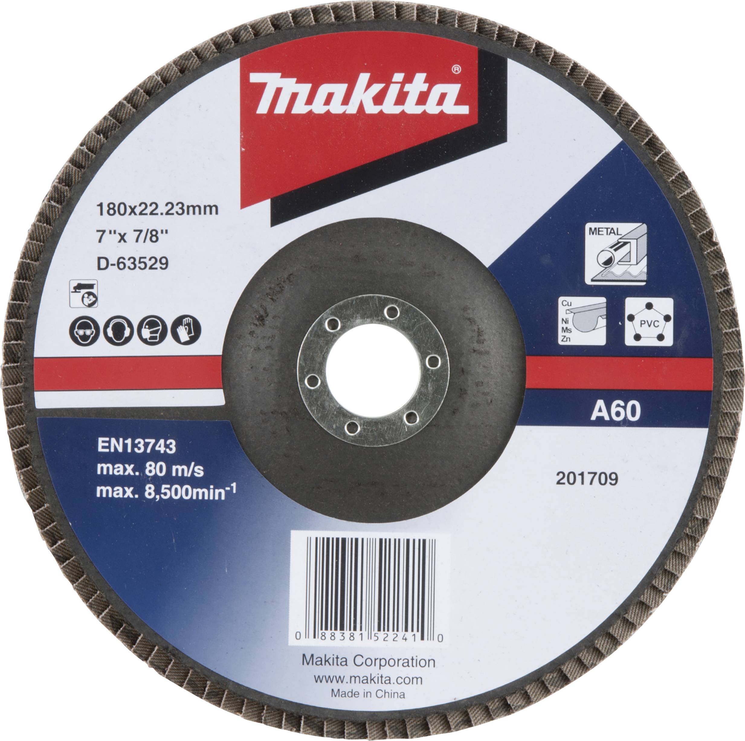 Makita D-63529 Fächerschleifscheibe Durchmesser 180mm Körnung (num)=60