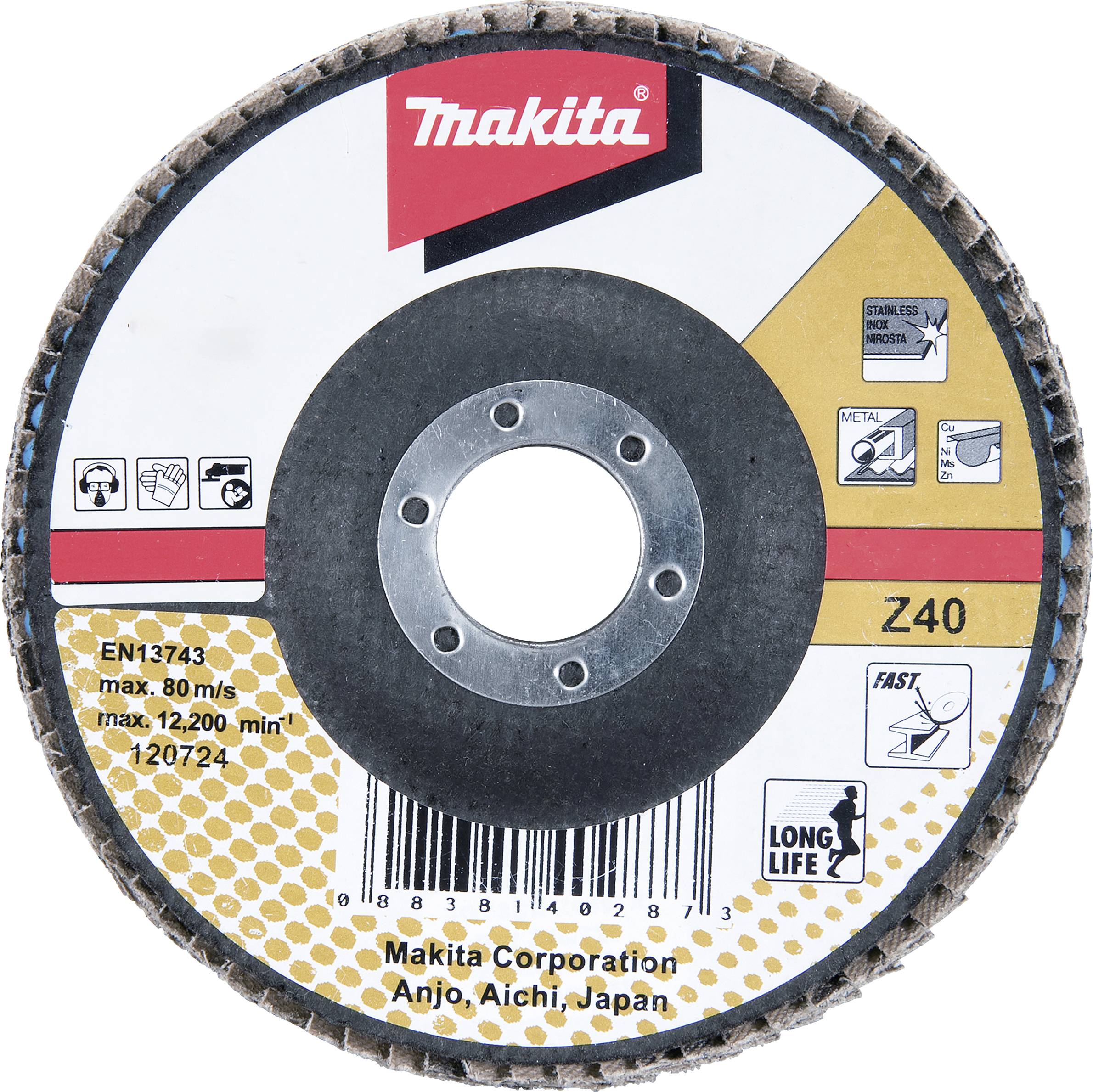 Makita D-27539 Fächerschleifscheibe Durchmesser 180mm Körnung (num)=40 1St.