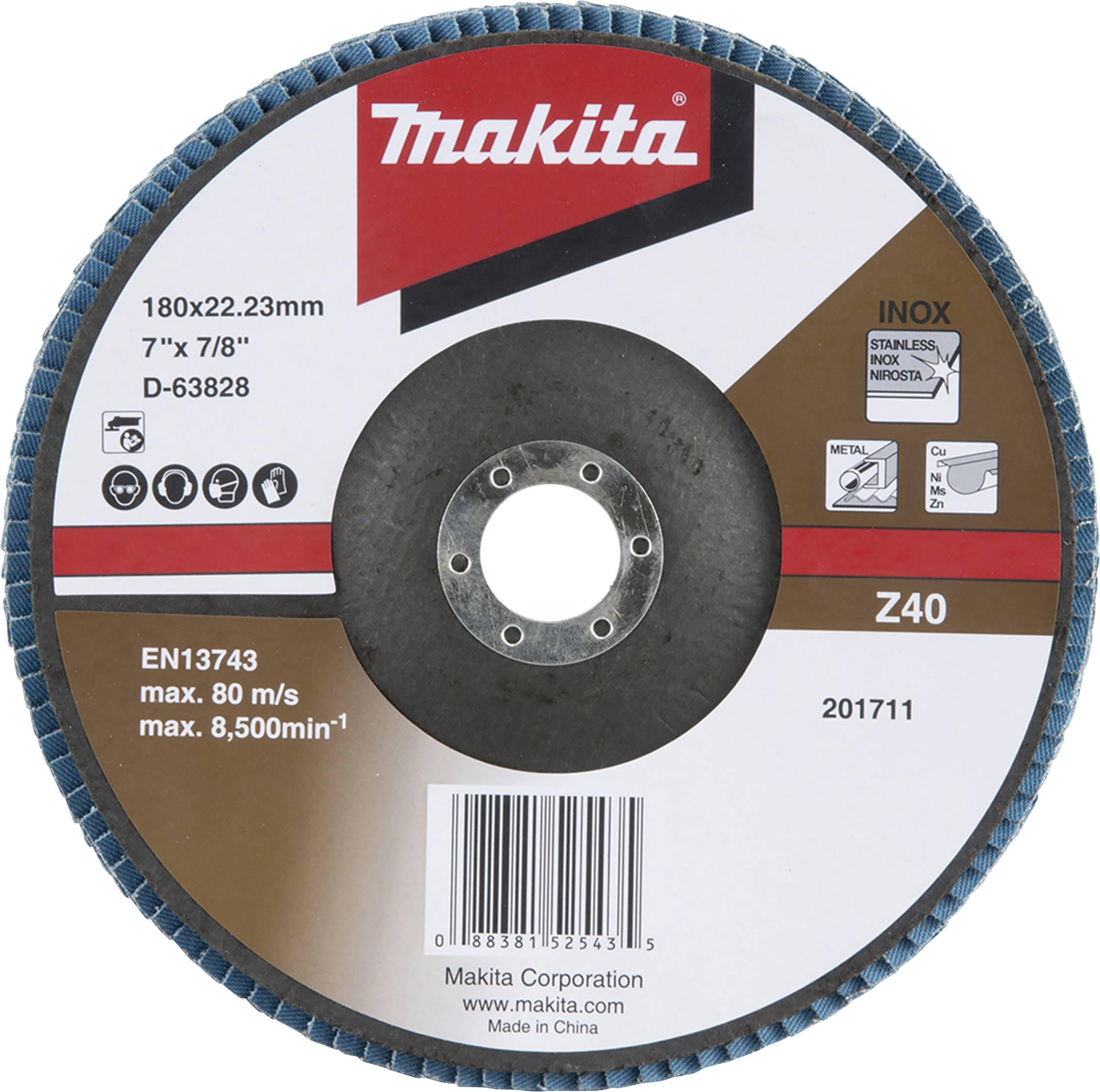 Makita D-63828 Fächerschleifscheibe Durchmesser 180mm Körnung (num)=40 1St.