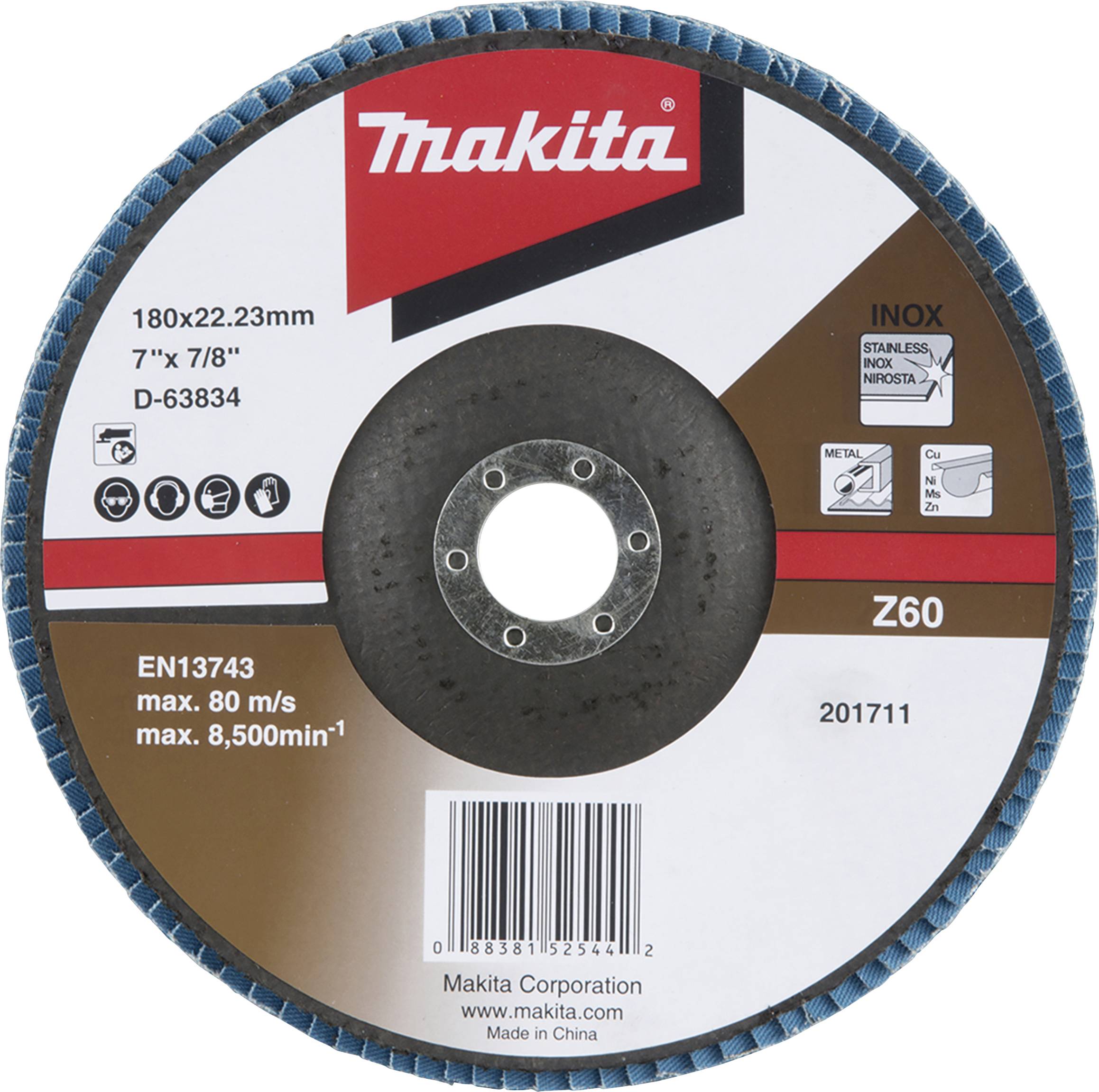 Makita D-63834 Fächerschleifscheibe Durchmesser 180mm Körnung (num)=60 1St.